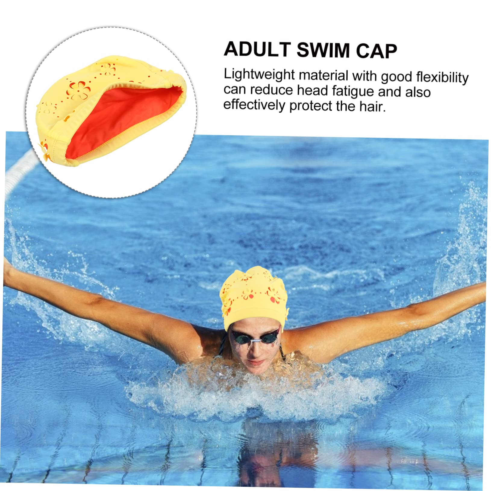 Levemolo 3stücke Protect Ears Schwimmhut Für Damen Uv-Schutz Kreatives Design Langhaarige Schwimmermütze Für Pool Oder Strand Aus Langlebigem Pu Für Sommer