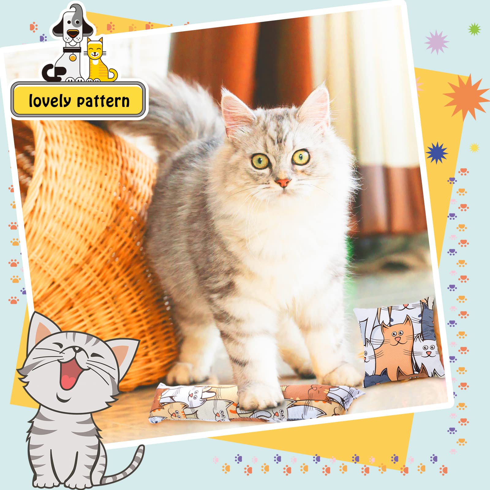 Hungdao 8 Stück Katzenminze Kicker Toys Katze Kick Sticks Interaktive Katzenminze Spielzeug Bite Resistant Cat Pillow Toys Cat Kicker Spielzeug für Indoor Kätzchen Haustier Kaubedarf 2 Formen und 4