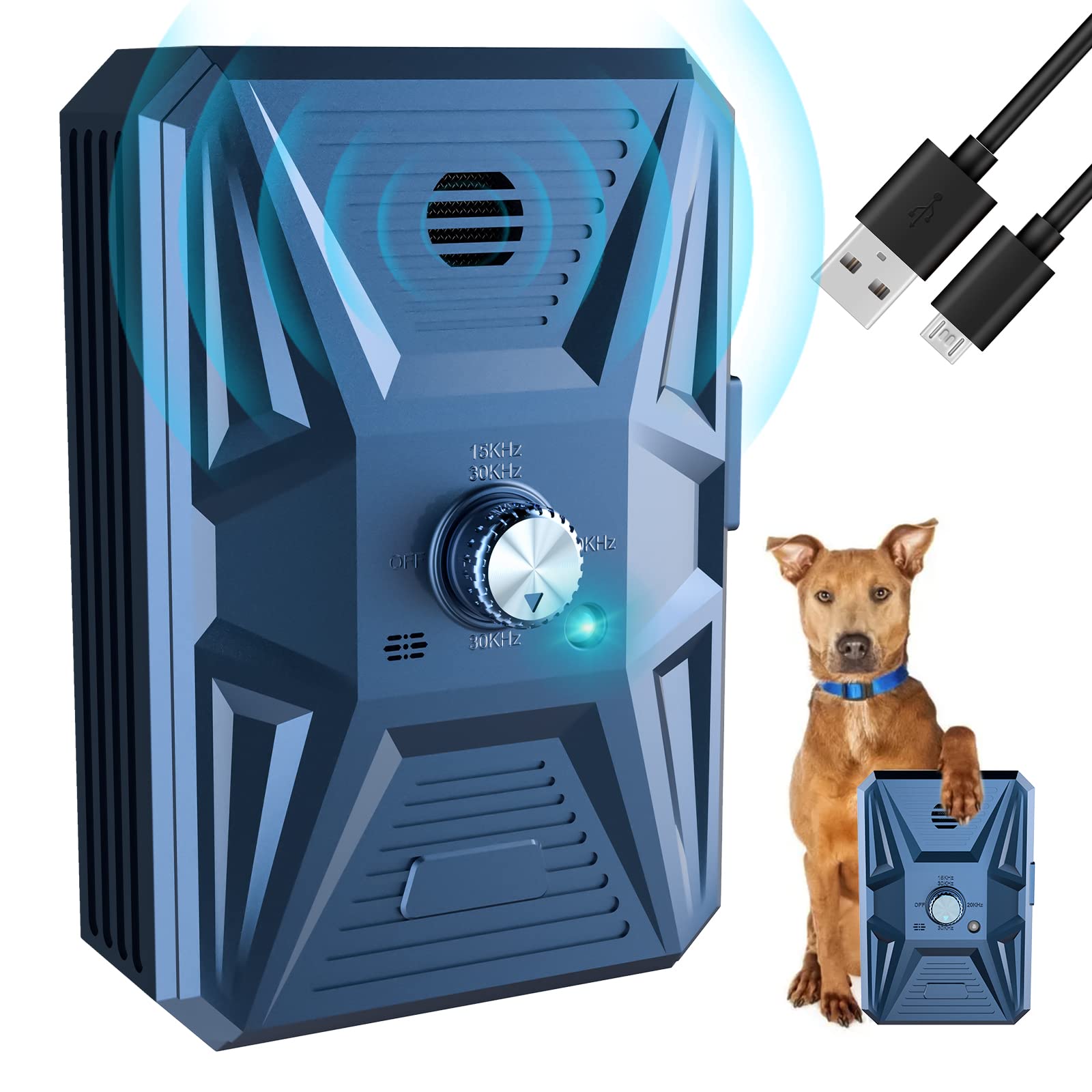 Antiladridos para Perros, Dispositivo Antiladridosultrasonido para,3 Niveles de Frecuencia Dispositivo Antiladridos con Silbato, 33 Pies Ultrasónico Antiladridos Disuasivos Perros Perros Collar