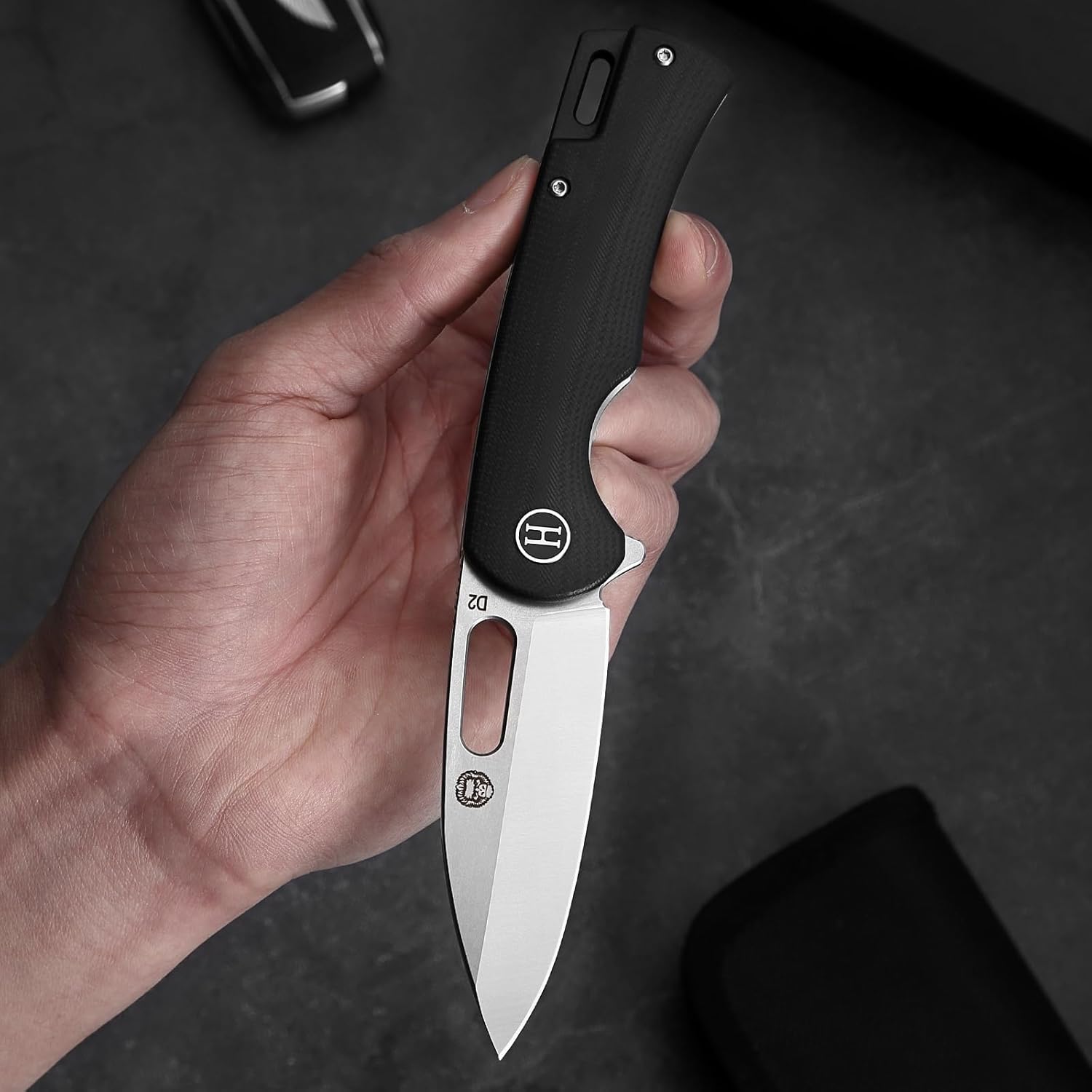 Holtzman's Gorilla Survival Folding Pocket Knife with D2 Steel Blade and G10 Handle (Silver) - EDC Gift Set for Men - Perfect for Everyday Carry