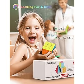 ROXENDA Speed Cube Set, Magic Cube Set of 2x2x2 3x3x3 Pyramid Cube Smooth Puzzle Cube (Stickerless)