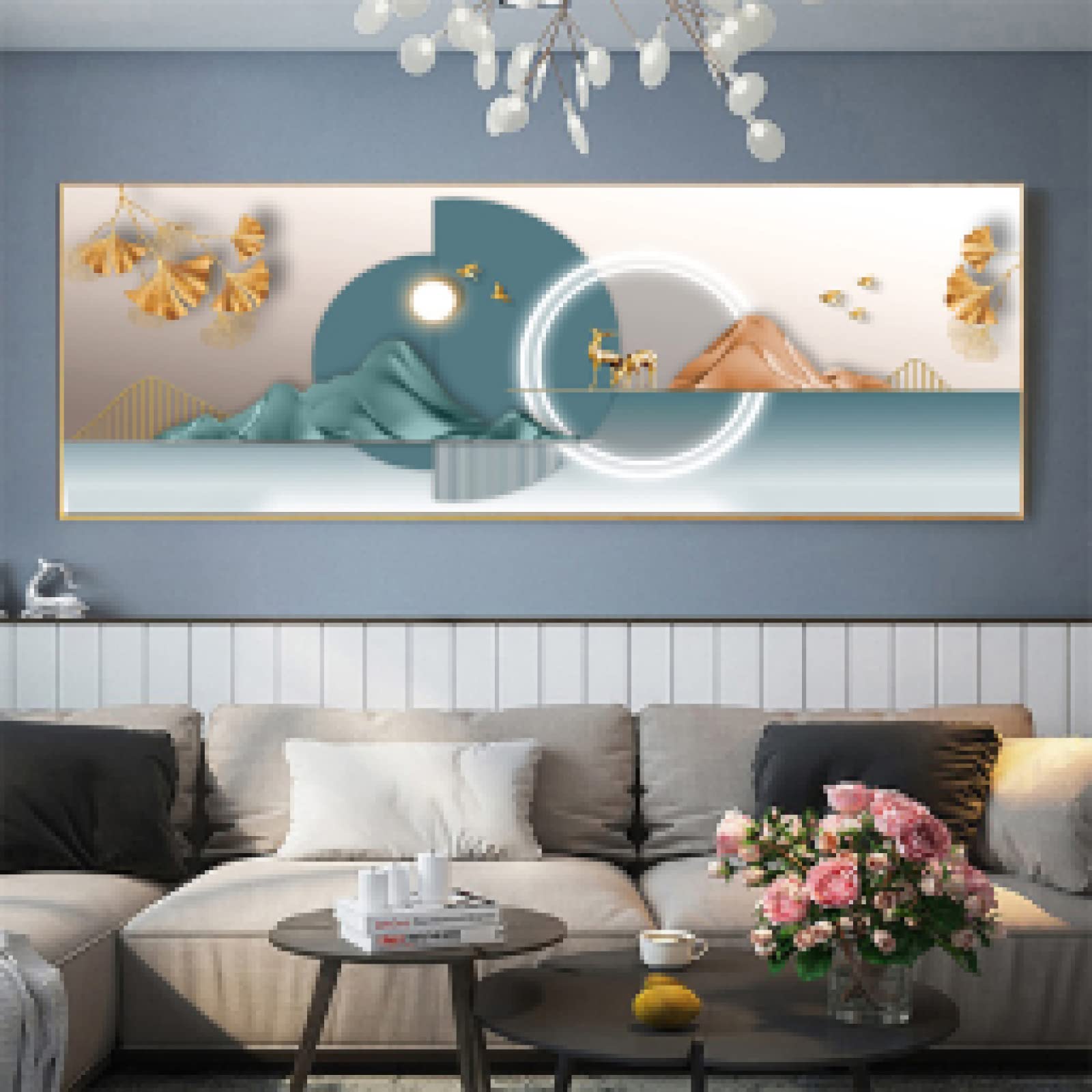 Impression Toile Abstrait Elk Line Décoration Murale Grand Format 90x180cm - 7