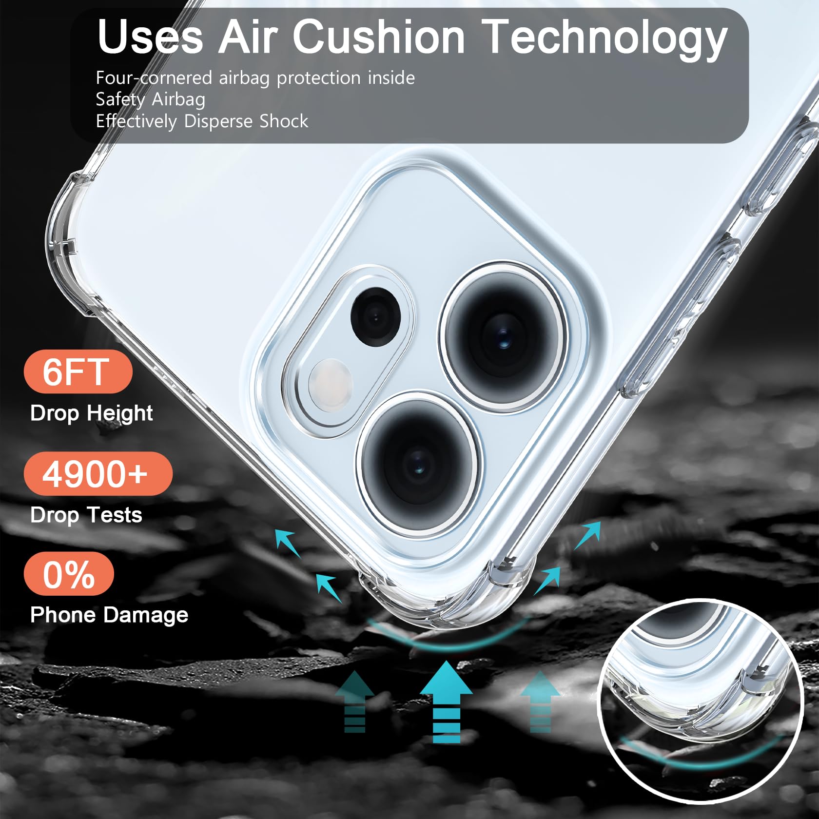 FLLAO Cover Compatibile con OPPO Reno 14 F (4G / 5G) / OPPO Reno 14 FS 5G con 2 Vetro Temperato [Protezione Fotocamera] Anti Ingiallimento Antiurto Silicona TPU Morbido Custodia - Trasparente