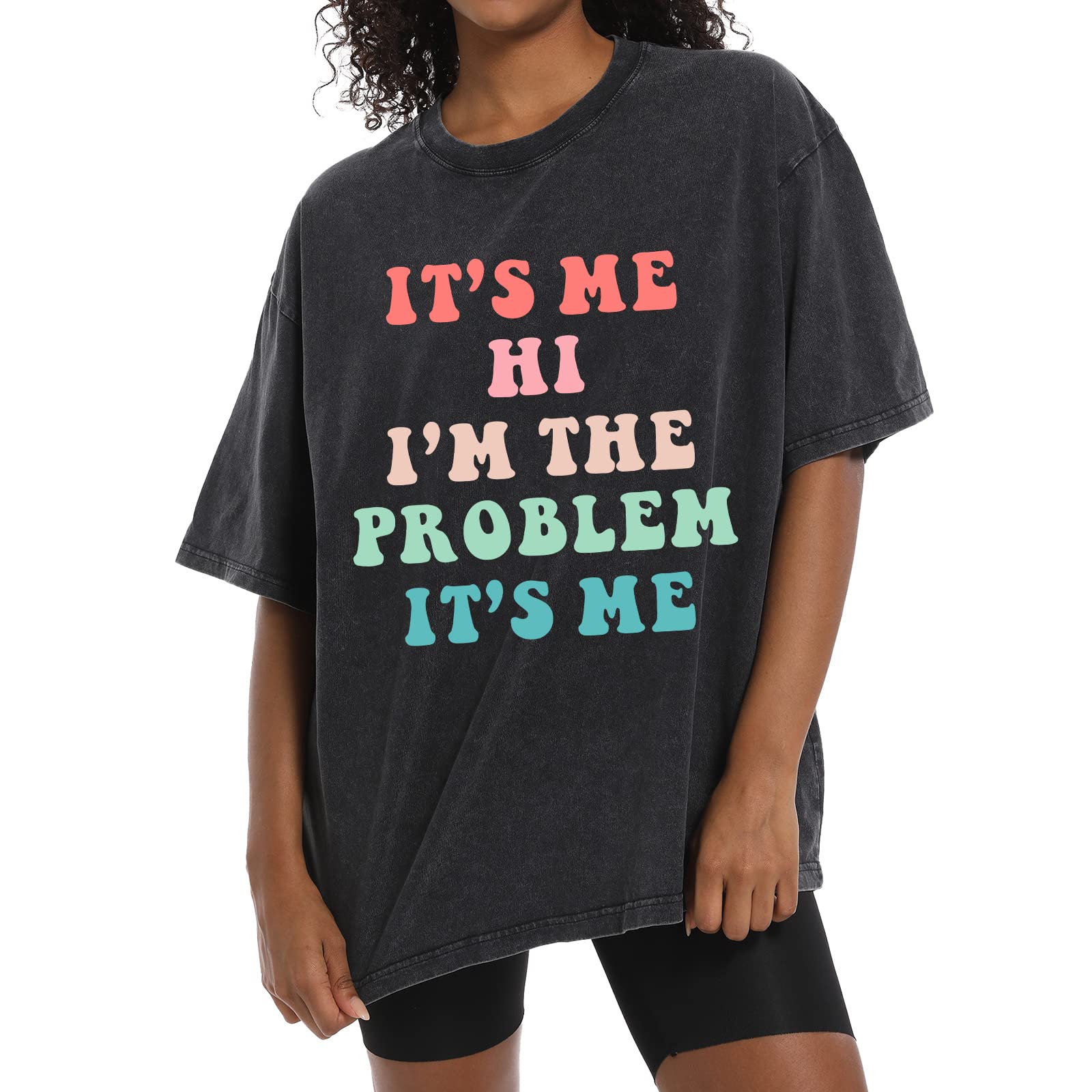 BobeutouIts Me Hi Im The Problem Its Me Shirt Vintage Graphic Tees for Women Oversized T Shirts Lyric Country Music Tshirt