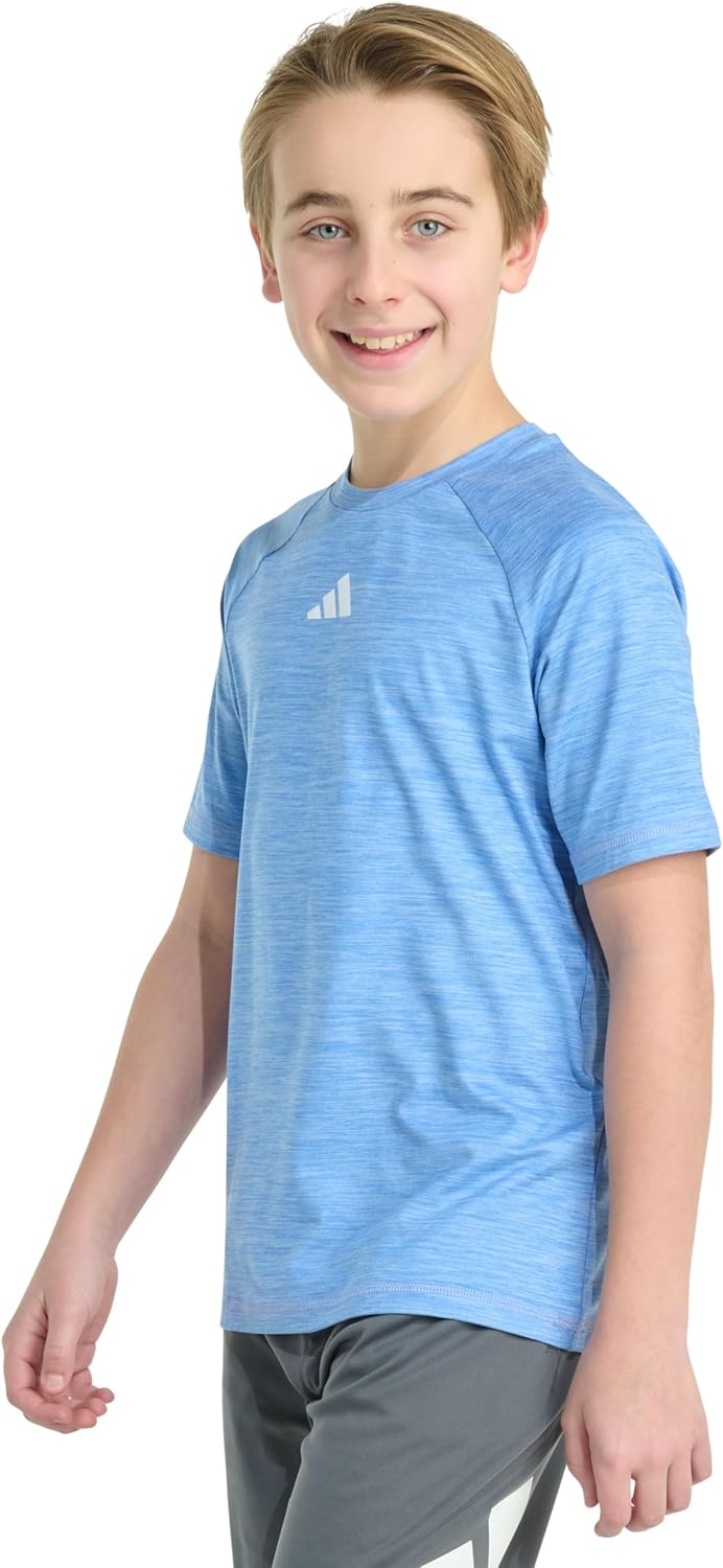 Adidas Boys Short Sleeve Essential Polyester Mélange Tee - Image 3
