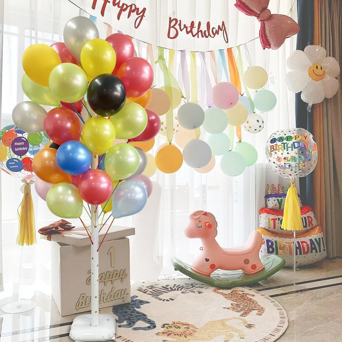 Balloon Stand Kit, Reusable Balloon Column Stand Kit with Base, Balloons Sticks and Holders for Party Decoration, Wedding, Birthday, Baby Shower, Graduation Party Decoration