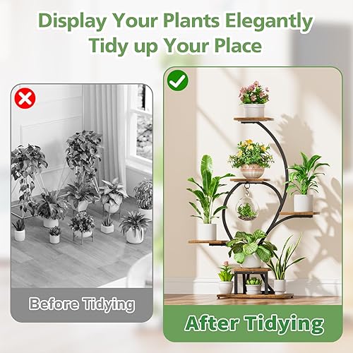 Miniatura 4 de Soporte para plantas de interior con luces de crecimiento, estante para plantas de 6 niveles para interiores, soportes de esquina de 49 pulgadas