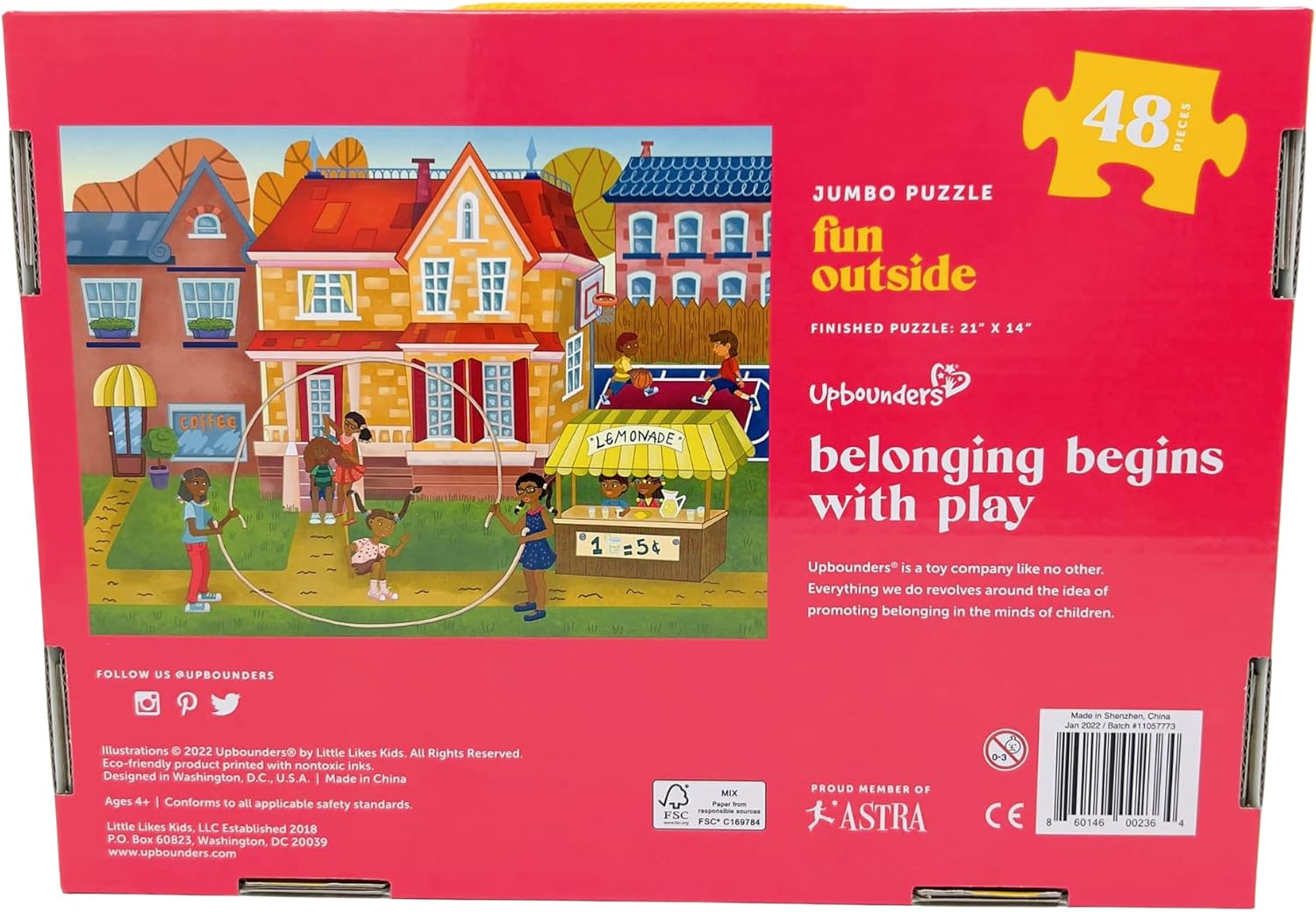 Upbounders- Fun Outside 48 Piece Floor Puzzle, Multicultural Beginner Jigsaw Puzzle with African American Children Boys Girls at Play, Ages 4+