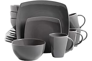 Gibson Soho Lounge Square Reactive Glaze Dinnerware Set, Grey