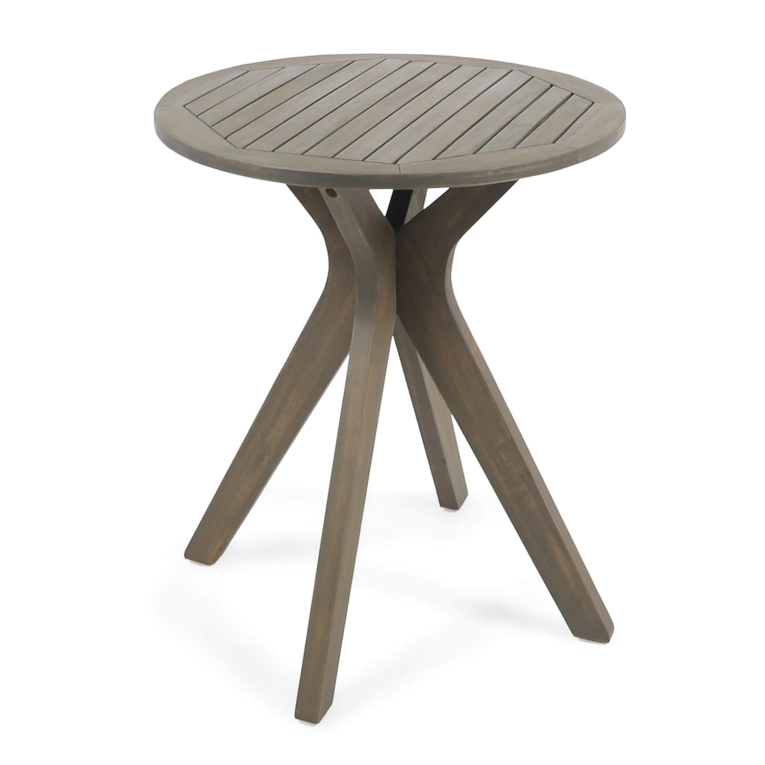 Christopher Knight Home Brigitte Outdoor Round Acacia Wood Bistro Table with X Legs, Grey