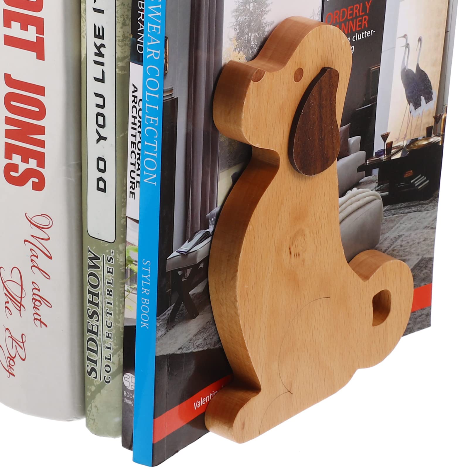 Zerodeko 2 Stück Holz Buchstützen Hunde Design Dekorativer Buchhalter Für Büro Zuhause Schreibtisch Organizer Für Bücher Und Dokumente