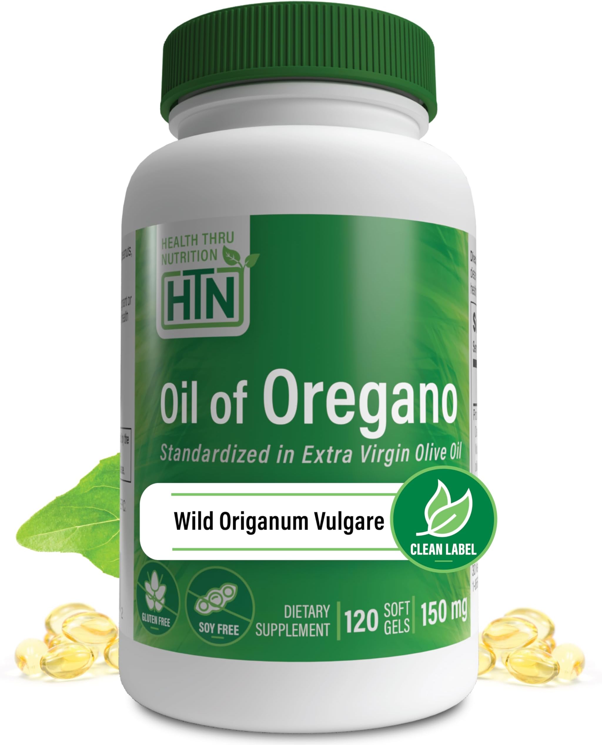 Oil of Oregano Supplement | Wild Harvested European Origanum Vulgare | Immune, Digestive, & Antioxidant Support | 120 Mini Softgels | Non-GMO, Gluten Free | by Health Thru Nutrition