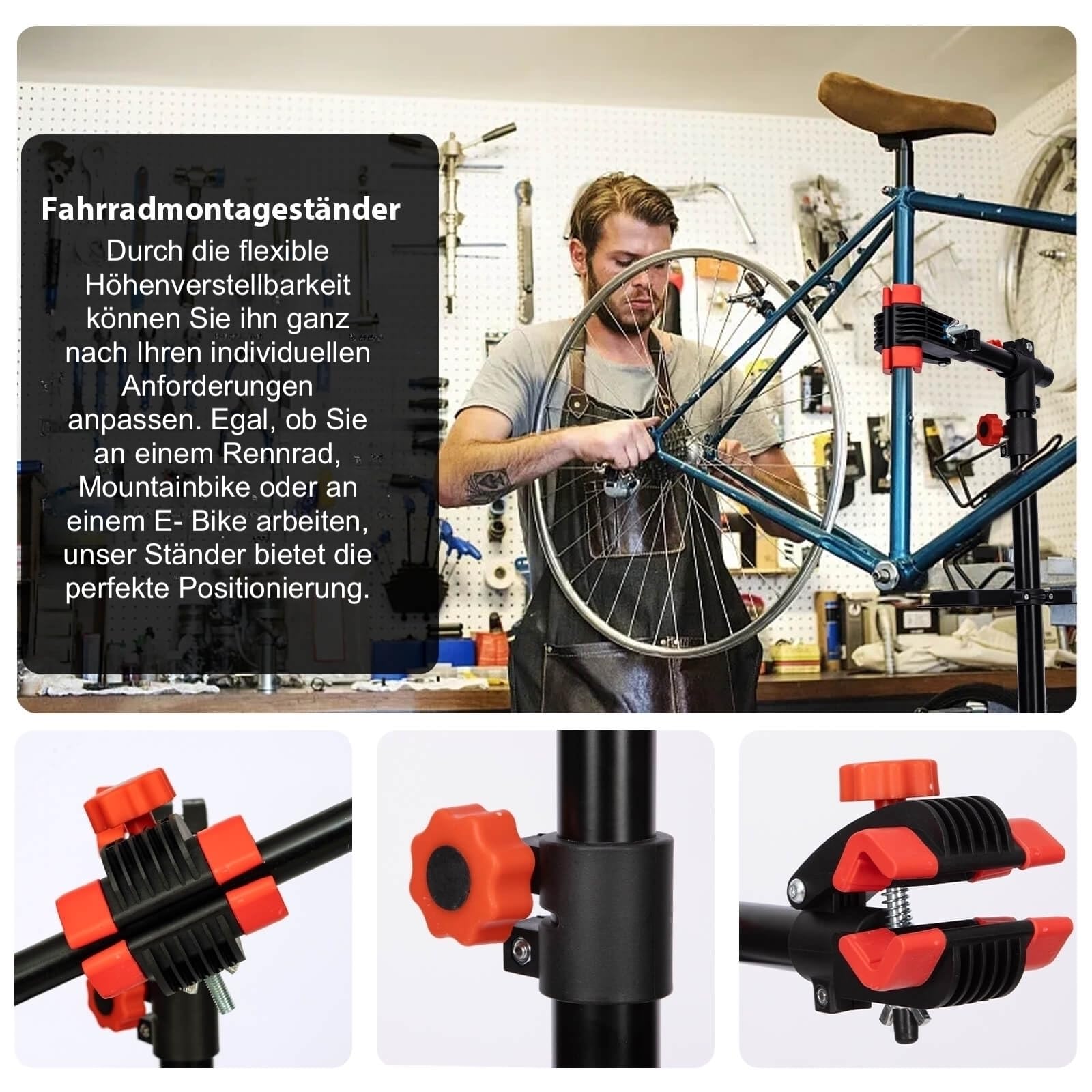 DanDiBo Stojak montażowy, stojak do montażu rowerowego, z regulacją wysokości, obracany o 360°, 96562, stojak do naprawy roweru górskiego, składany