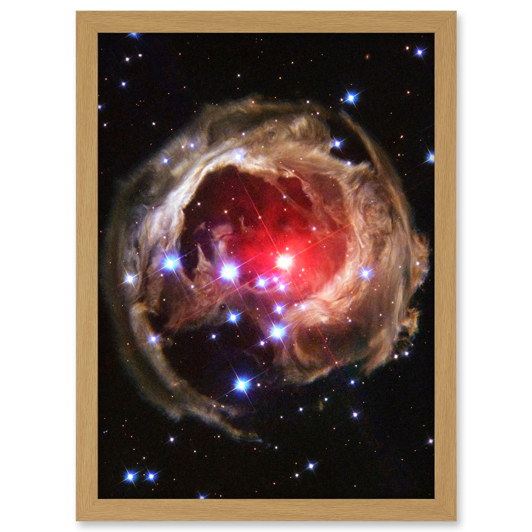 Artery8 Hubble Space Telescope Image Light Echo Illuminates Dust Spiral Around Red Supergiant Star V838 Monocerotis Explosion Artwork Framed A3 Wall Art Print