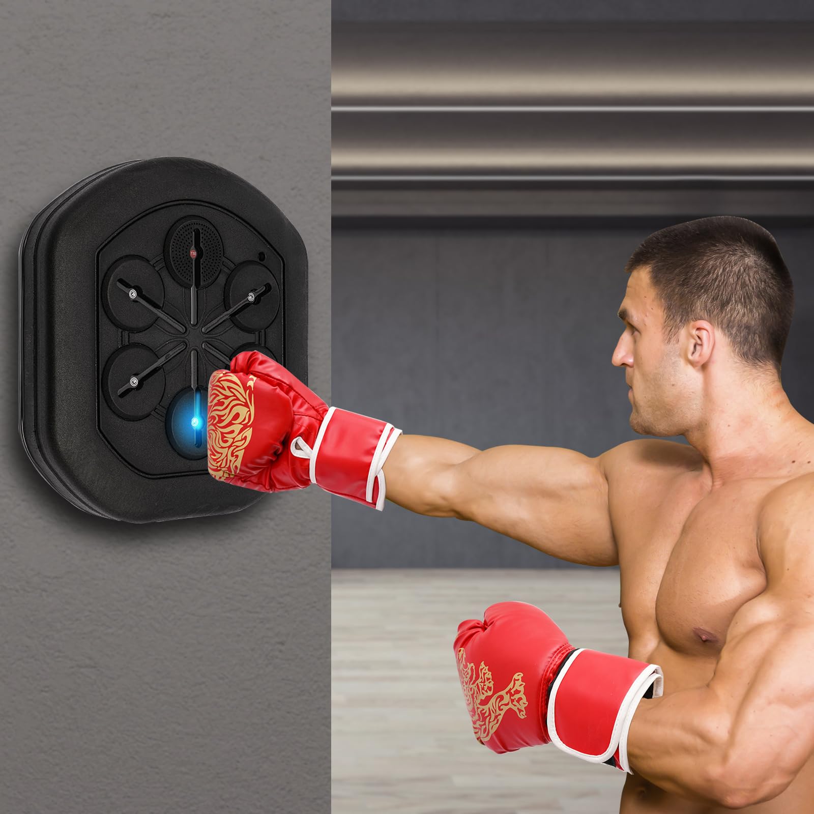 Music Boxing Machine Boxing Machine Boxmaschine Mit Musik Musik Box Maschine Bluetooth + Boxhandschuhe + Telefon Bracket + USB Ladekabel + Englisches Handbuch für Kickboxing Karate Home Gym Training