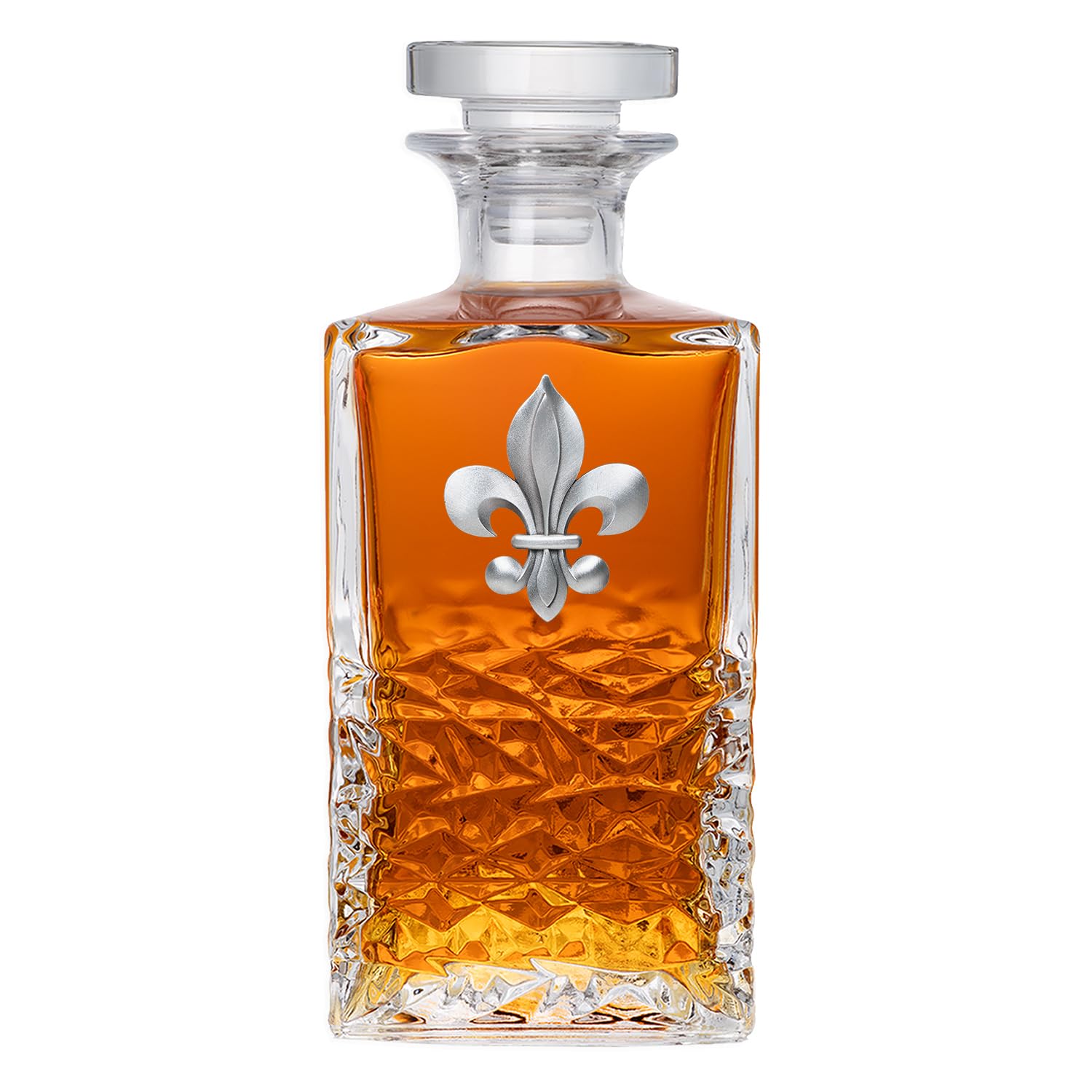 Heritage Pewter Fleur de Lis Heritage Decanter | 25 OZ Liquor Pourer | Expertly Crafted Pewter Glass
