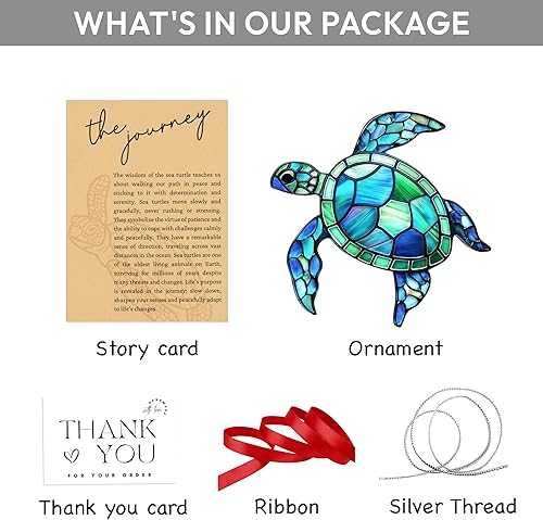 Miniatura 6 de Adorno acrílico de tortuga marina con tarjeta de historia, regalos de tortuga marina para mujeres, regalos de playa para mujeres, adornos de Navidad