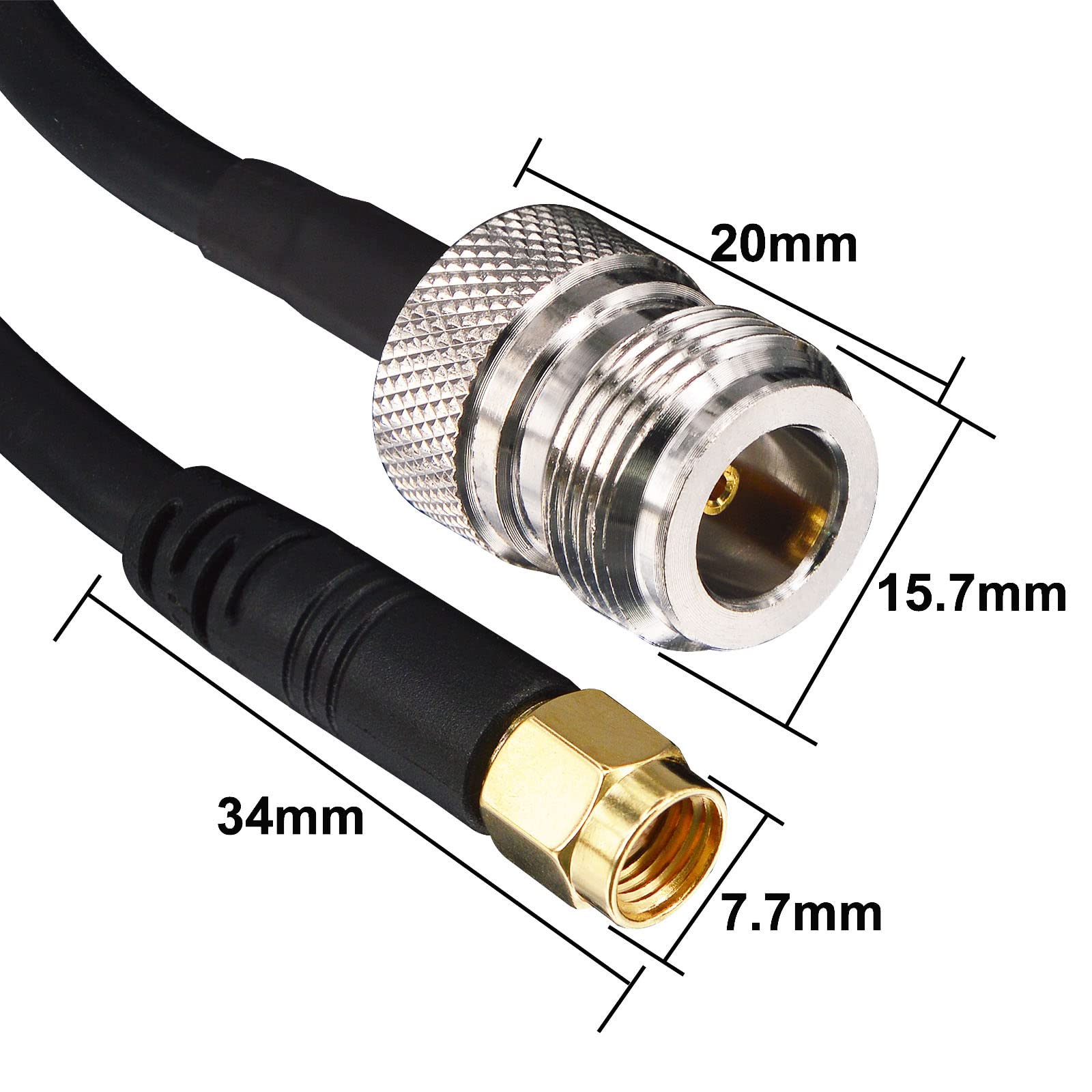 Cavo RP-SMA Maschio a N Femmina 15M Cavo coassiale RG58 Migliorato Cavo Antenna Helium Connettore N Femmina a RP-SMA Maschio a Bassa Perdita Cavo di Estensione per WiFi LTE LoRa Antenna Helium