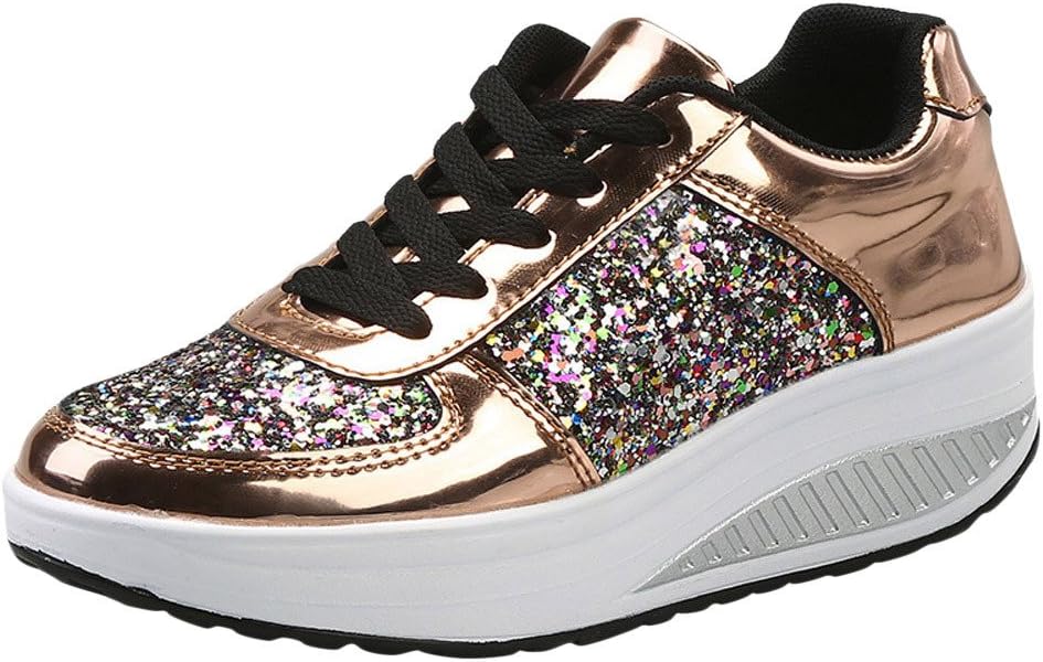 Cinsanong Boots Clearnce Sale! Women's Sport Shoes LuluZanm Fashion Ladies Wedges Sneakers Sequins Shake Fashion Girls Shoes