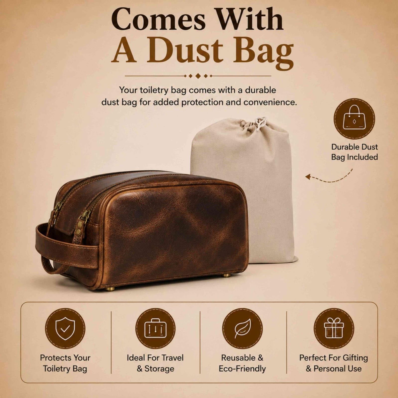 warreplica Beauty case da viaggio in pelle per uomini e donne, custodia organizzata per toelettatura e cosmetici con scomparti multipli, Espresso, Beauty case da viaggio