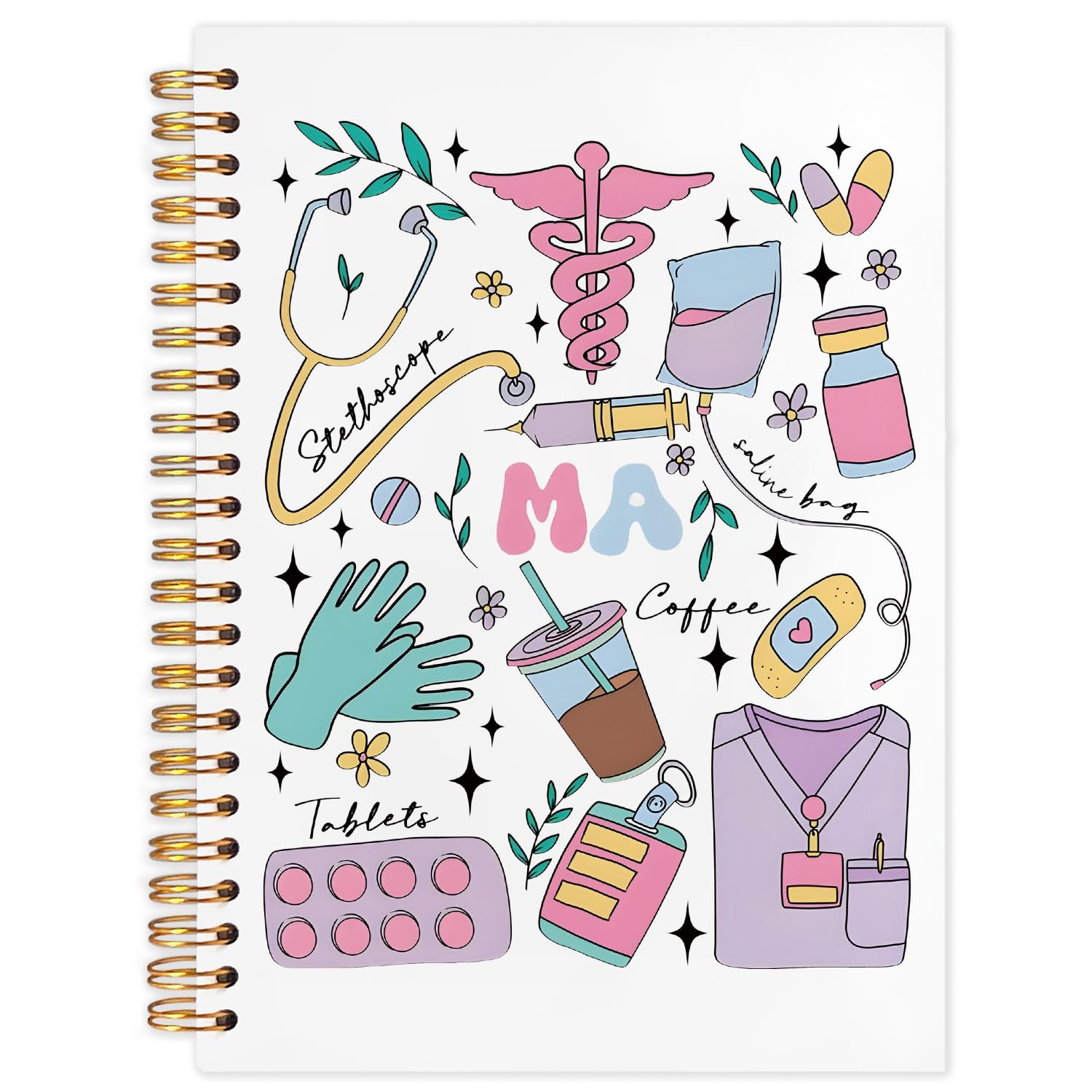 SNNDER Medical Assistant Gifts, MA Gifts for Women, MA Notebook Medical Journal Hardcover Spiral Notebook 5.5x8.3 Inch