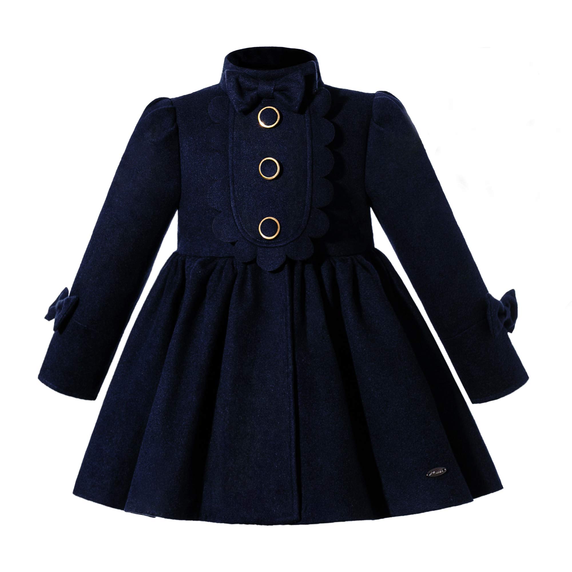 Little Girl Autumn Winter Navy Blue Fashion Jacket Coat Kids Vintage Warm Trench Outerwear Outfit
