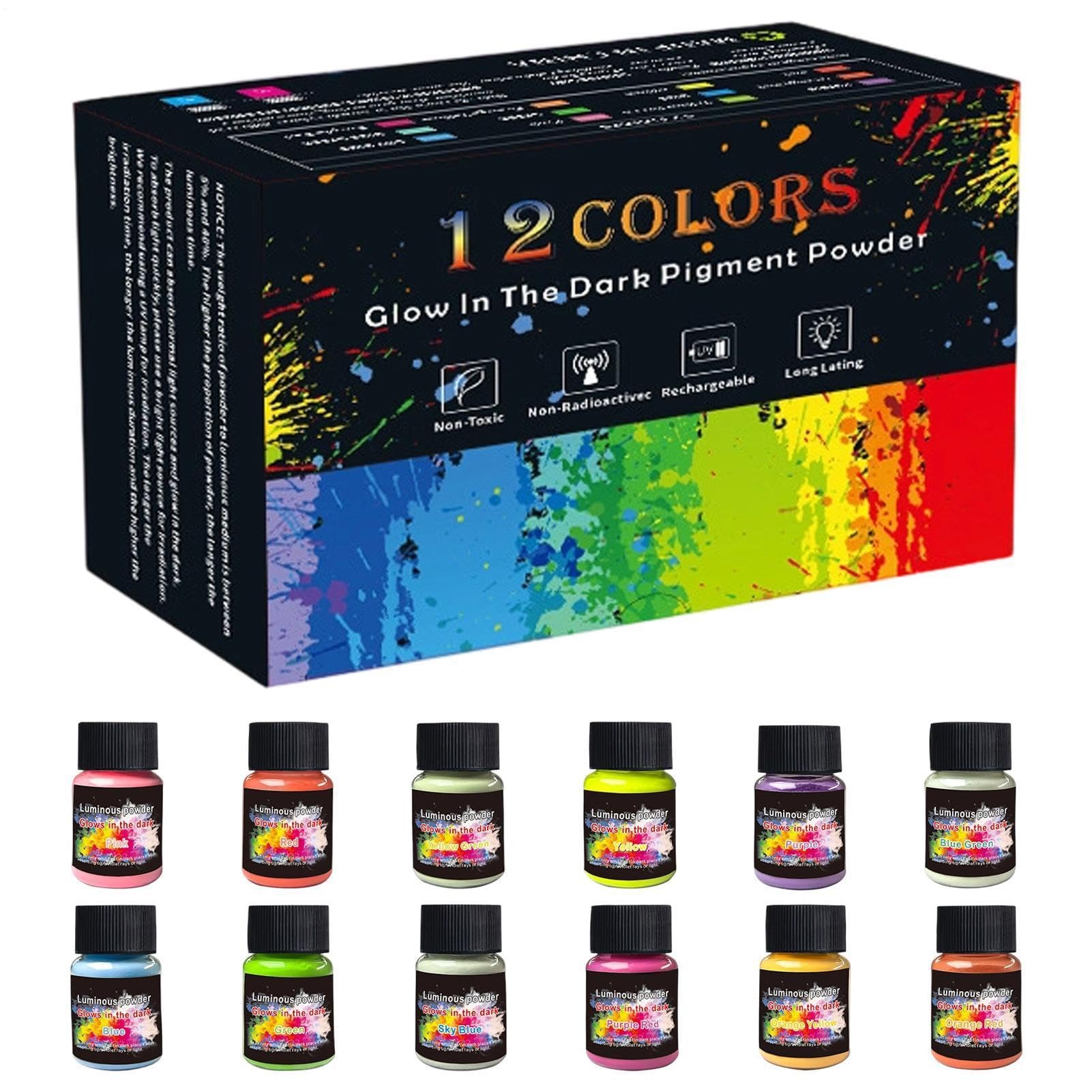 Nachtleuchtpulver Für Harz 12 Farben fluoreszierende Epoxidharzfarbe