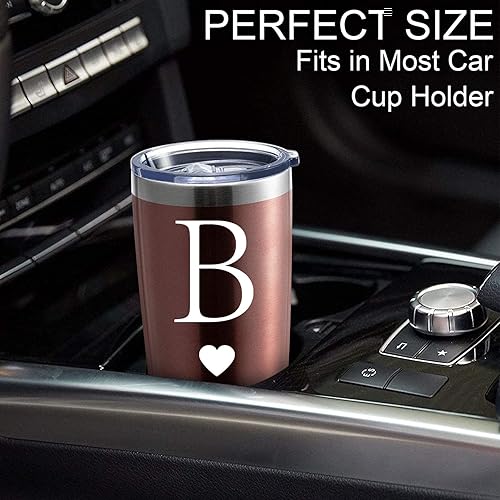 Miniatura 7 de Regalos iniciales personalizados, vaso de viaje de acero inoxidable de 20 onzas, taza insultada de oro rosa, regalo de boda, dama de honor,