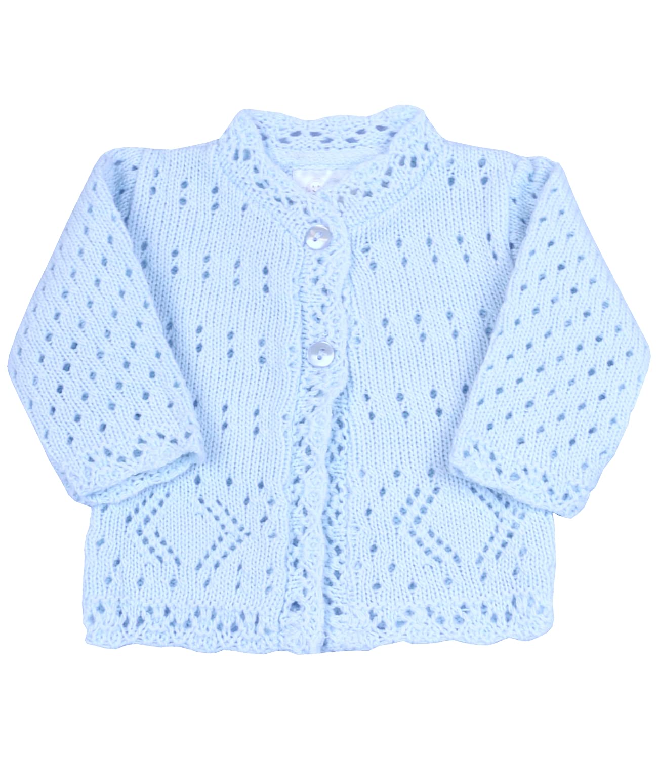 Babyprem Blue Premature Baby Cardigan Jacket Round Neck Lacy Knitted 5.5-7.5Lb 44-50Cm