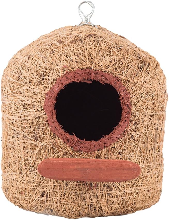 Bristo Coco Fiber Bird Nest Pentagon House for Bird Breeding (Medium, Brown)
