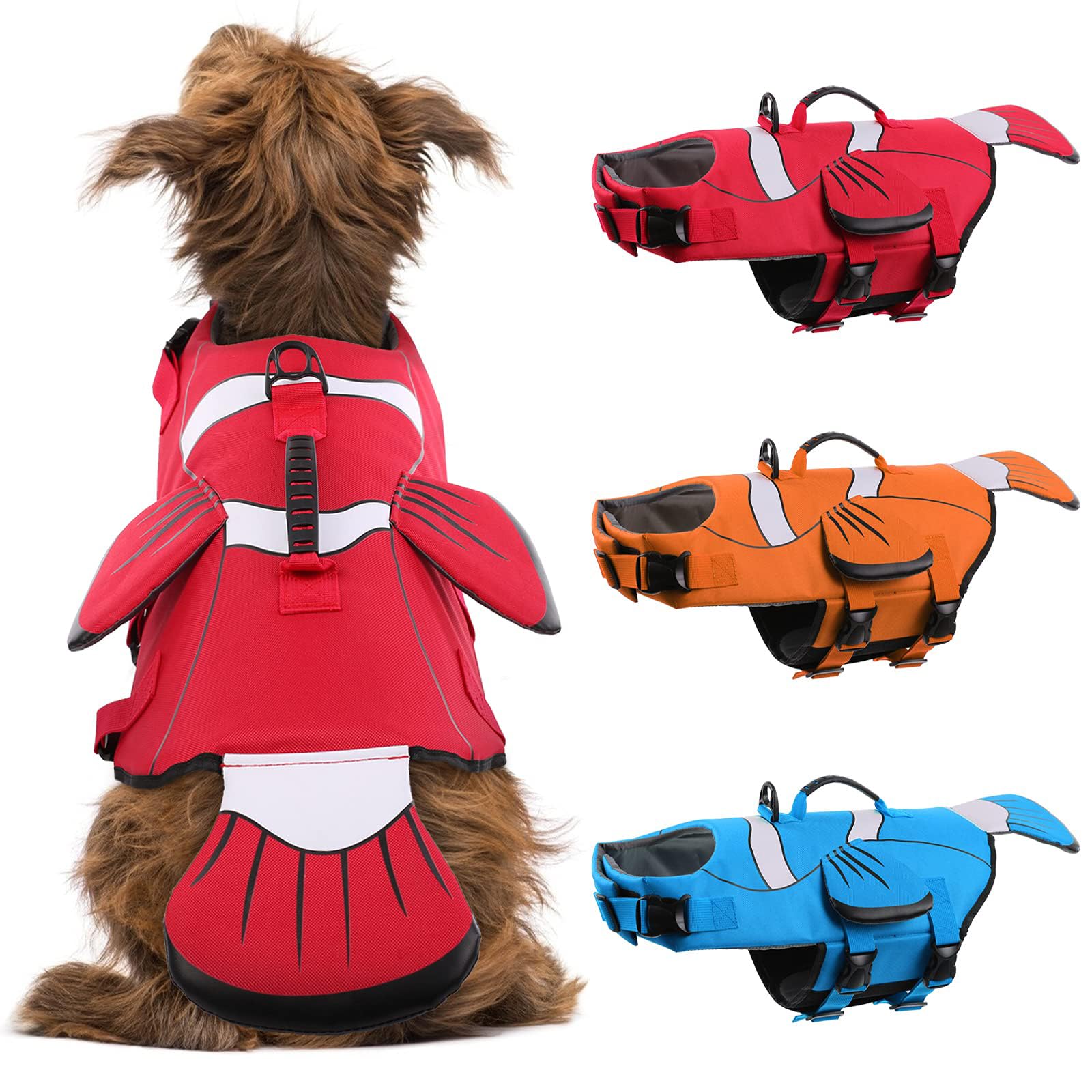 DENTRUN Dog Life Jacket for Swimming Boating, High Visibility Safety Vest