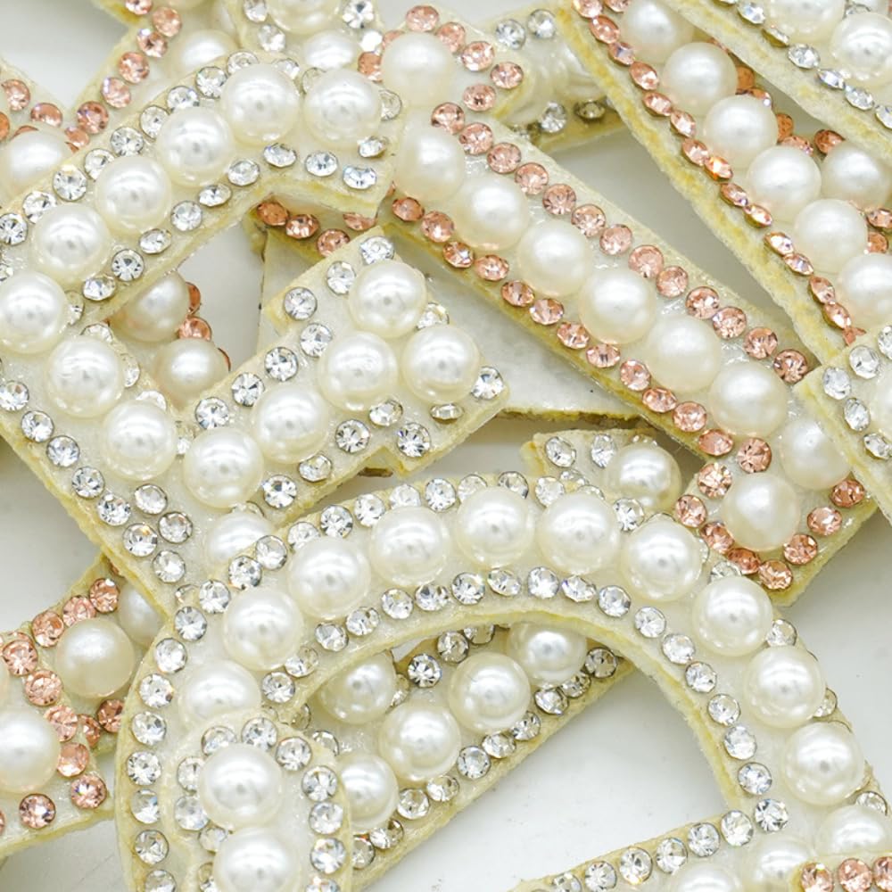 1 lot de patchs brillants tendance en forme de lettres de l'alphabet Bride - Avec perles et strass - À repasser - Pour sacs à dos, chapeaux, chaussures, jeans, accessoires de costume, coques