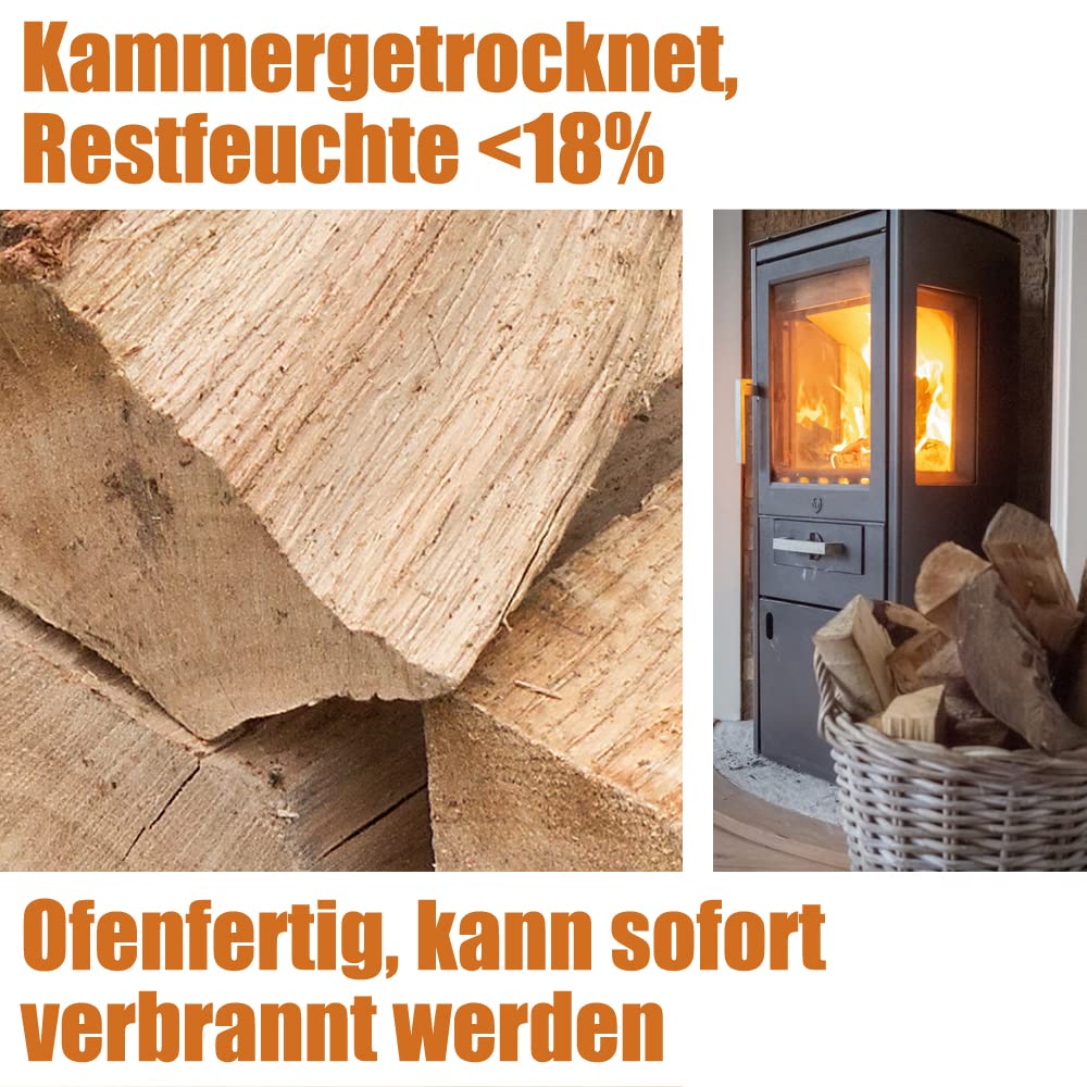 Legna da Ardere Quercia 90 kg Per Stufa e Camino Braciere Griglia Cestello per il Fuoco Ceppi 25 cm Kingpower