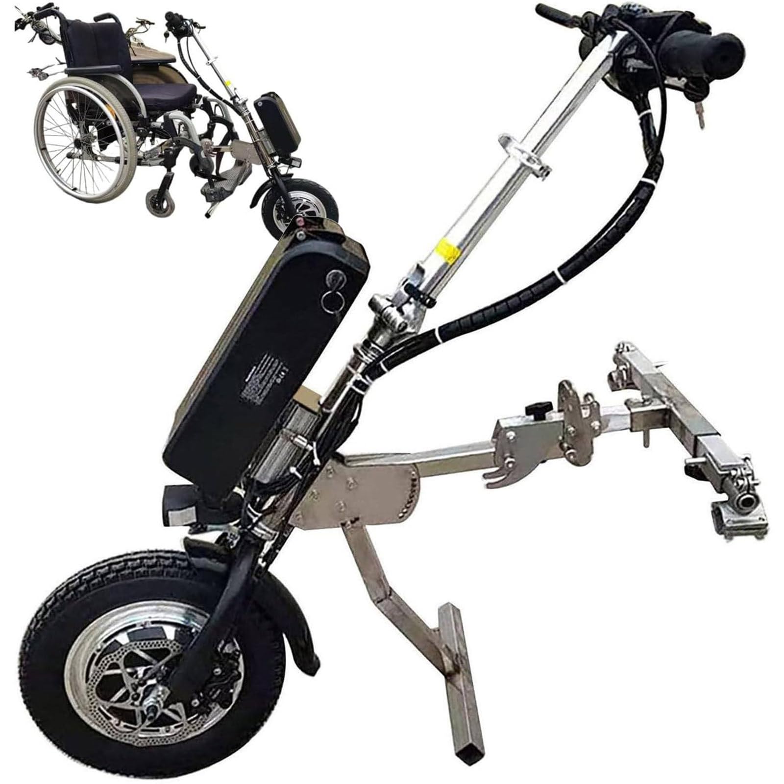 Silla de Ruedas eléctrica Adjunto handcycle Silla de Ruedas,Dispositivo TraccióN Para Silla De Ruedas (Manual→EléCtrico), TraccióN Delantera Para Handbike,Rango De Crucero: 70 Km, 3 Velocidade,B