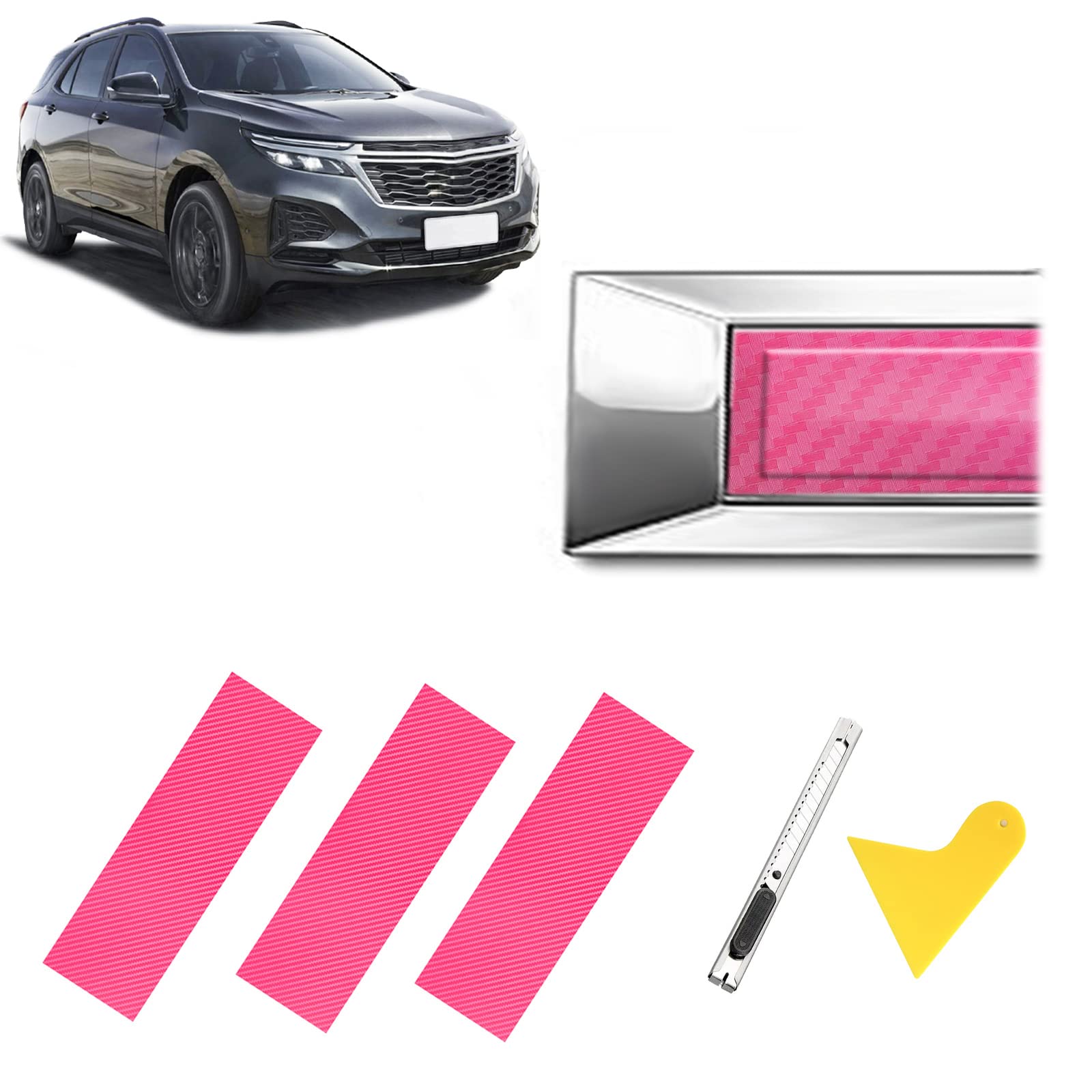 QianBao Compatible with Pink Carbon Fiber 11.8" x 4" Chevy Bowtie Emblem