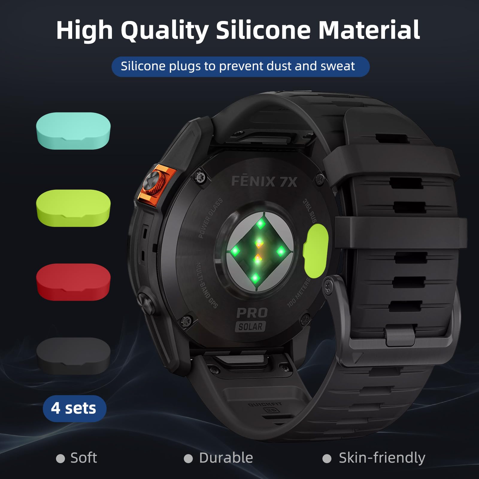 MTHGH Protettiva Pellicola compatibile con Garmin fenix 7S/ 7S Solar/ 7S Sapphire Solar Protezione Schermo[4 pezzi] + tappi anti-polvere 5 pezzi, durezza 9H antigraffio senza bolle di protezione