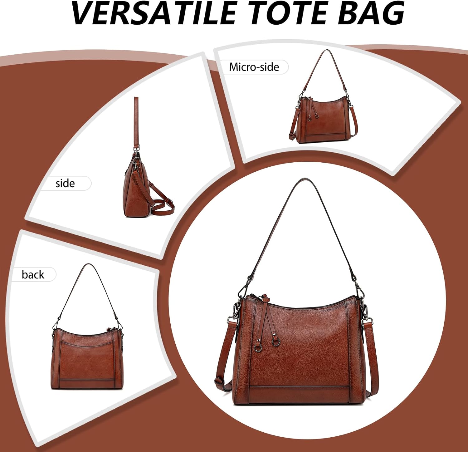 Leather Crossbody Bags for Women Shoulder Purse Medium Hobo Genuine Leather Satchel Purses and Handbags Vintage - Image 4