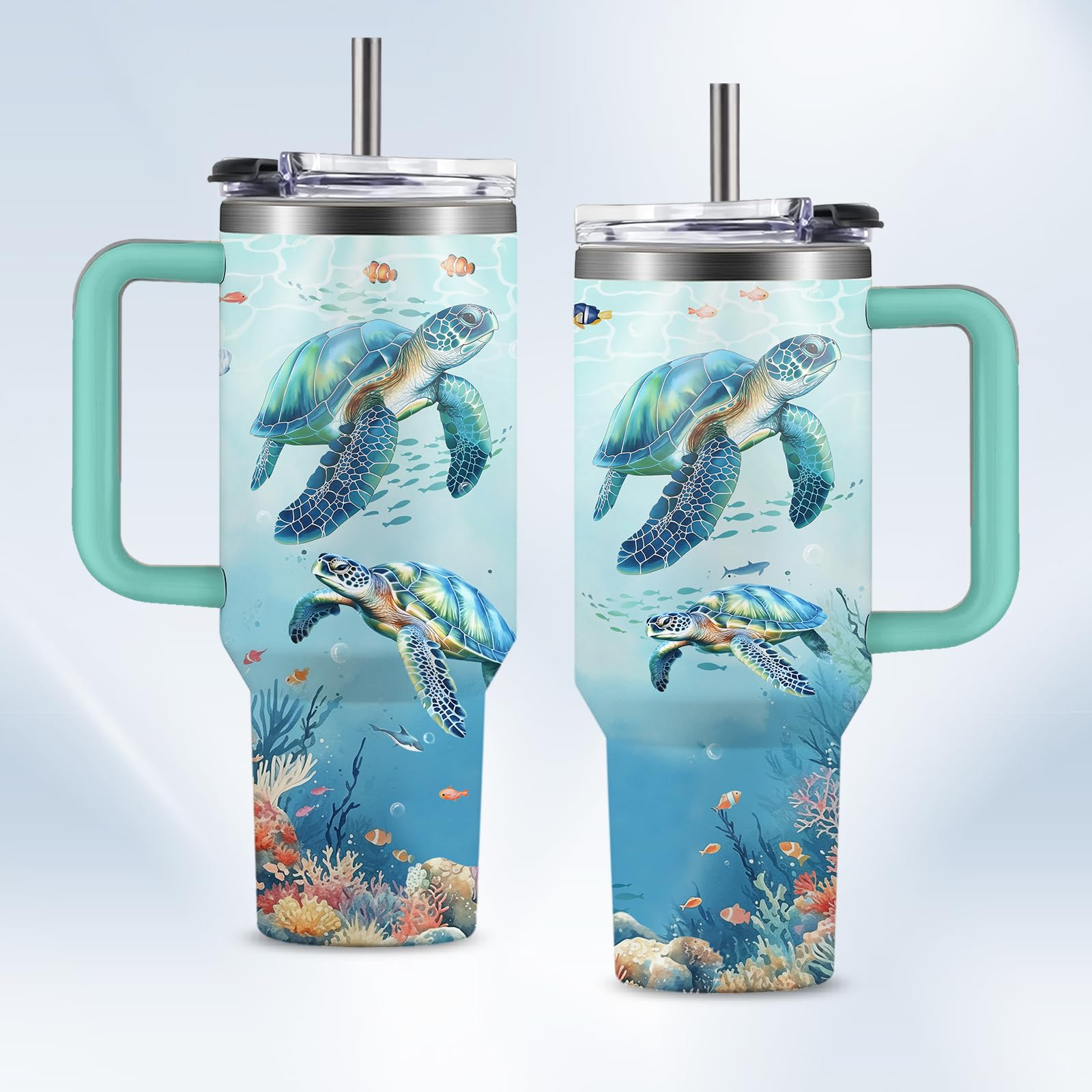 Sea Turtle Tumbler - 40 oz Ocean Themed