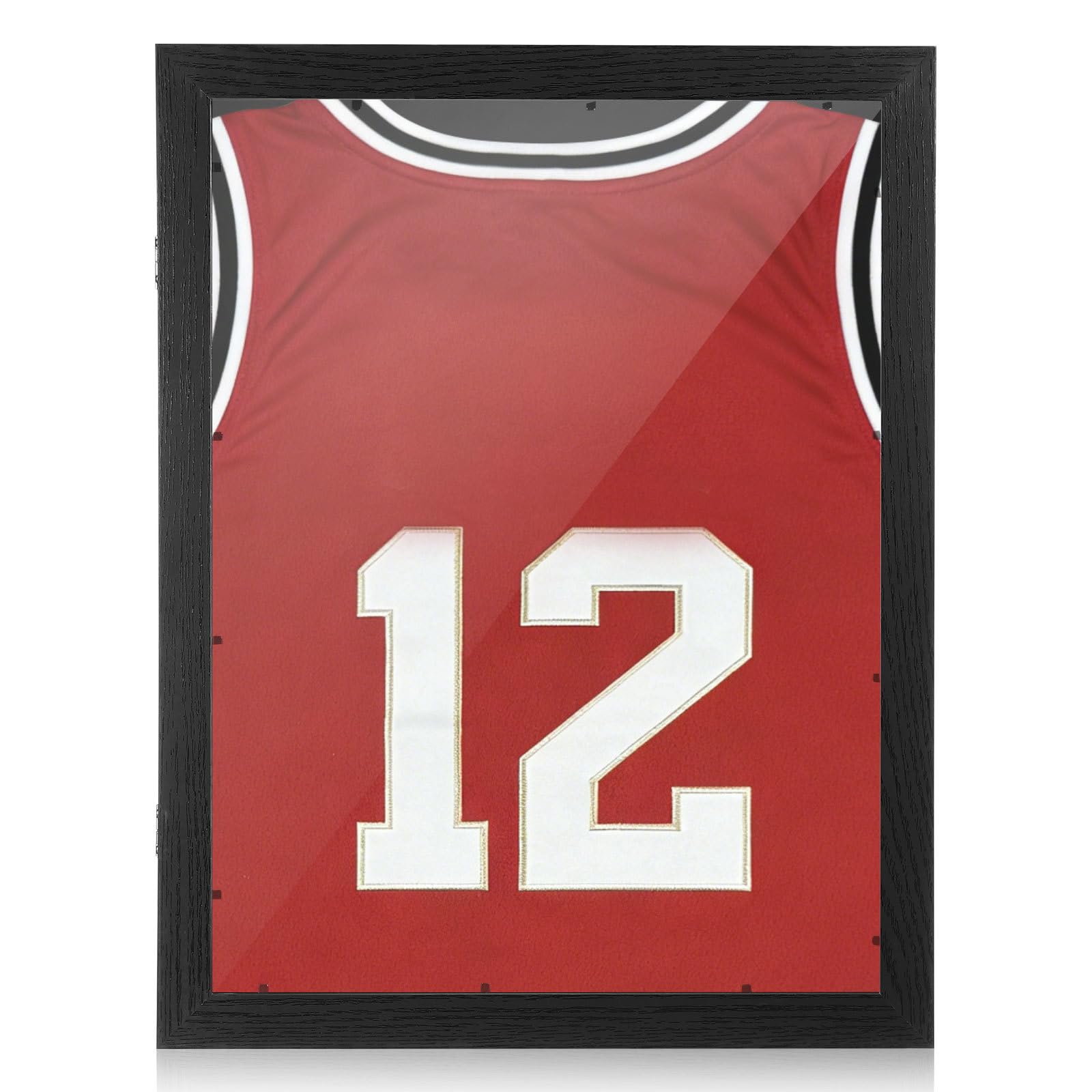SHINEOFI DIY Sports Jersey Display Frame Case, 14x18 Inch Football Shirt Shadow Box, Black Wood 3D Frame for Basketball Rugby Baseball Memorabilia, Wall Mounted Shirt Display Kit