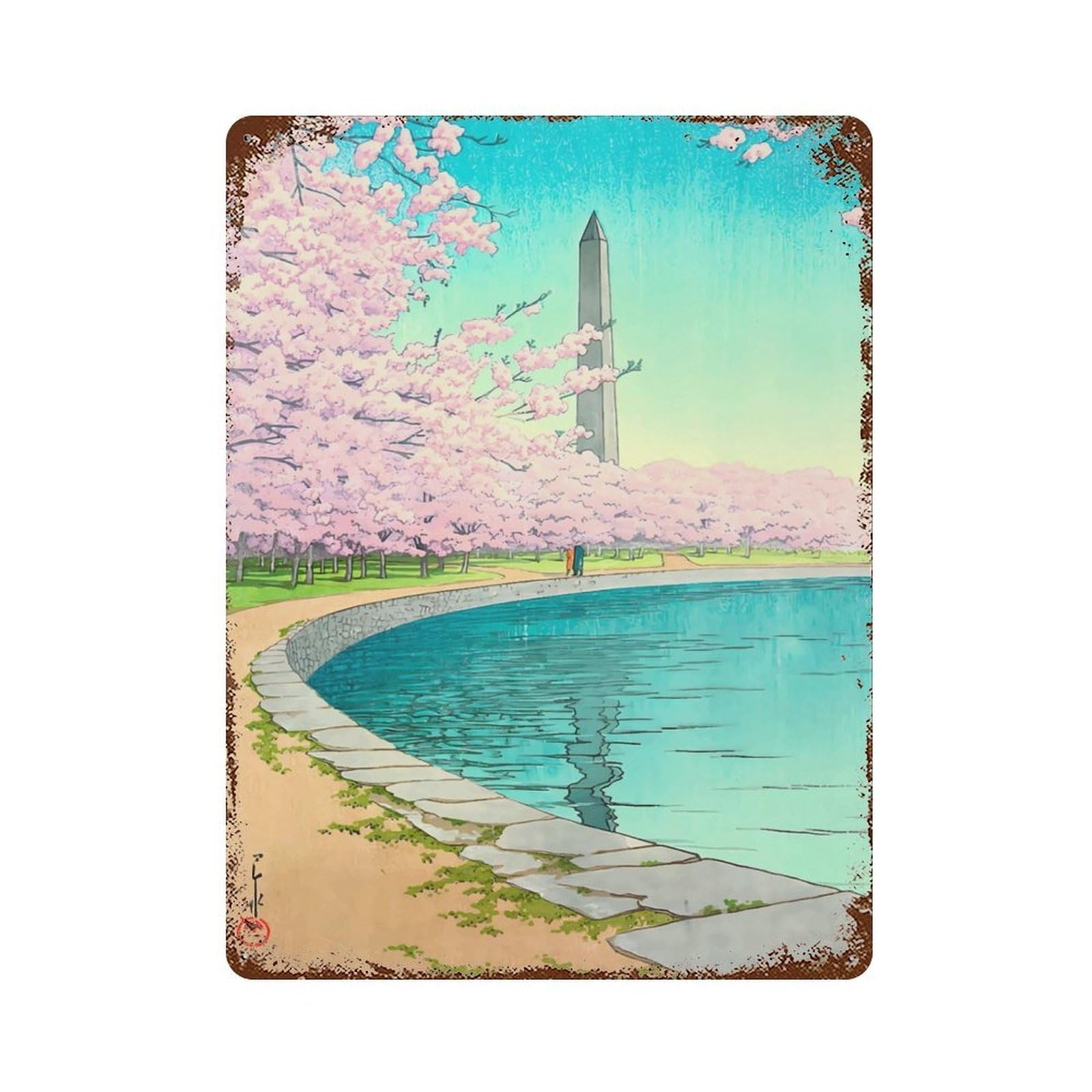 The Washington Monument Decorative Tin Sign 15.7"x11.8", Old School Wall Decor for Garage, Pub Or Kitchen