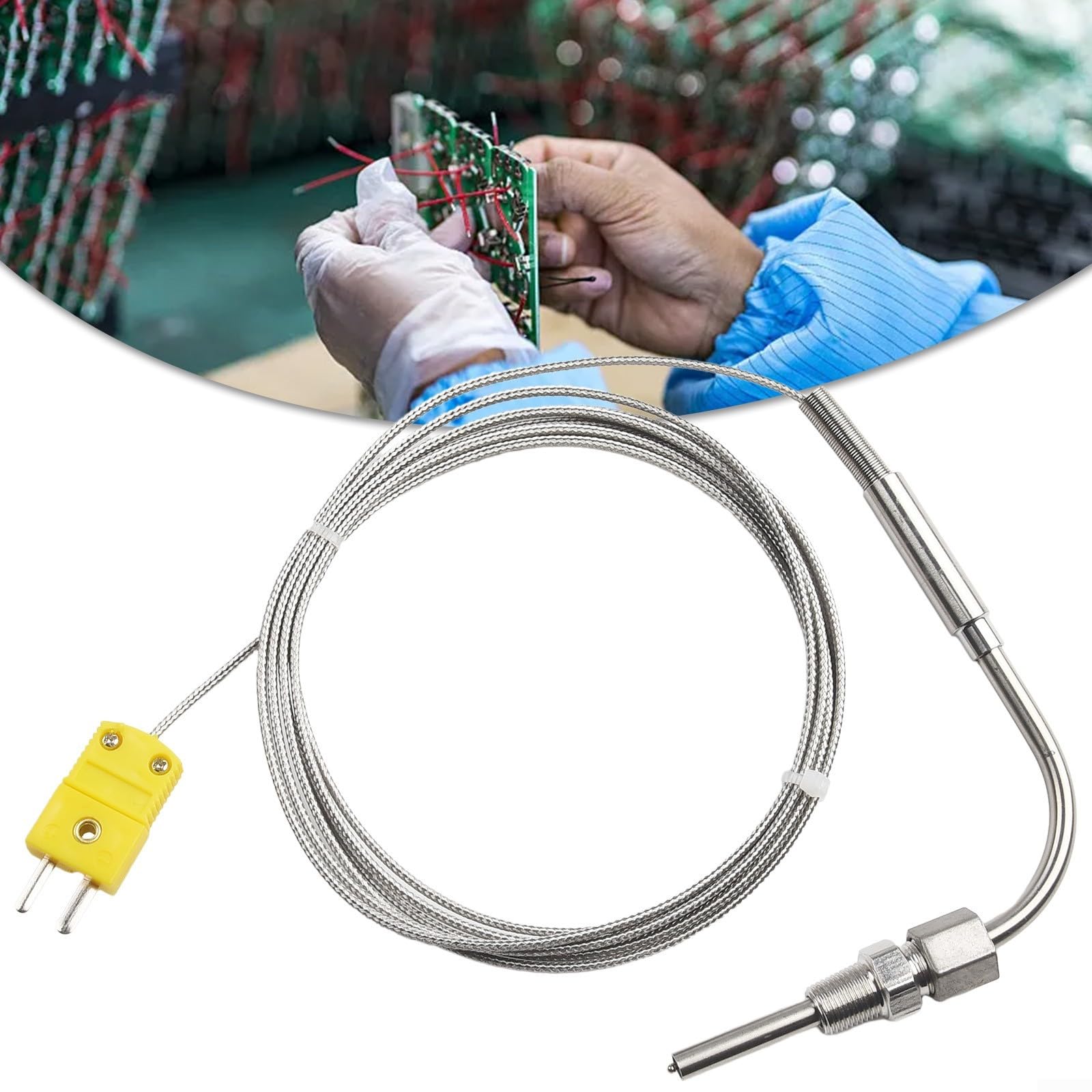 2M For EGT Thermocouple K Type For Exhaust Gas Temperature Probe Sensors 1/8 NPT Thread Stainless Steel For Various Temperature Controllers 0-1250°C