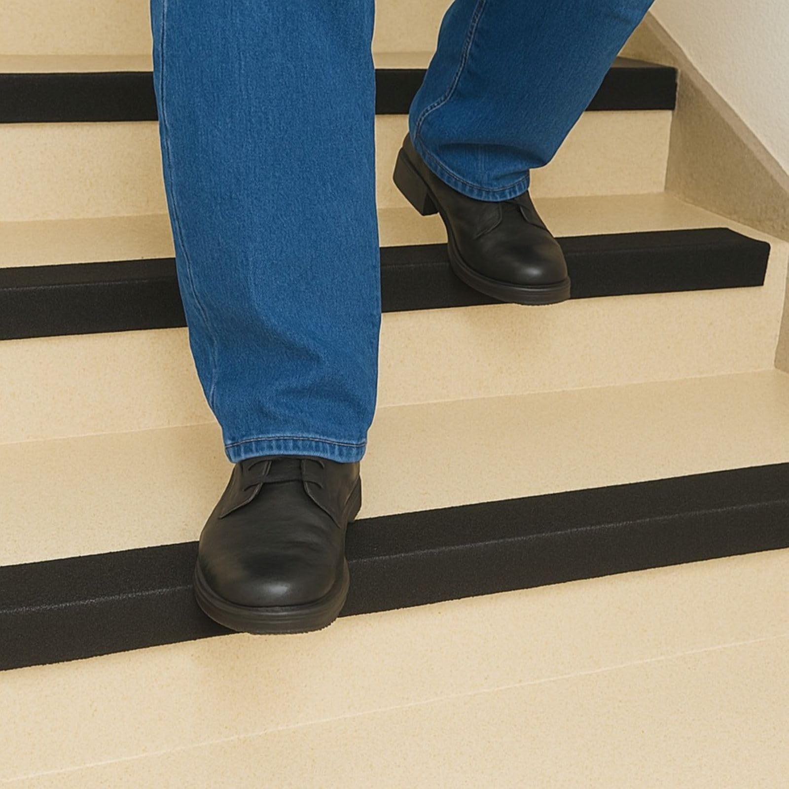 Slip Away 10x Pack GRP Stair Nosing Edge Trims - Heavy Duty Anti Slip Stair Treads for Indoor, Outdoor Use – Easy to Use 55mm x 55mm Angle Shaped - Weather & Corrosion-Resistant - Black (1000mm)
