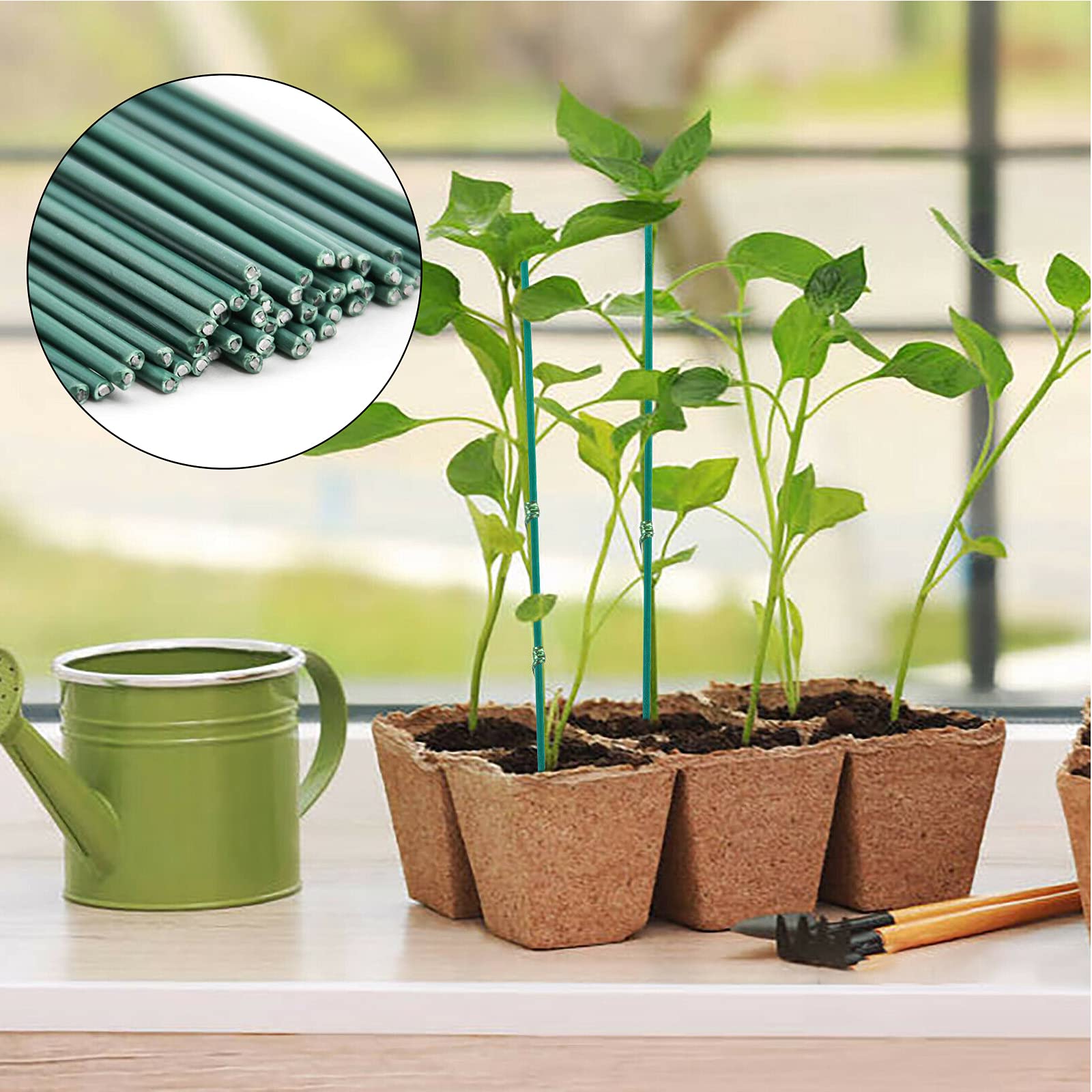 50 Bastoncini Di Supporto Per Piante Da Giardino - 40 Cm Di Altezza - Tutori Verdi Per Pomodori, Fiori E Piante Rampicanti