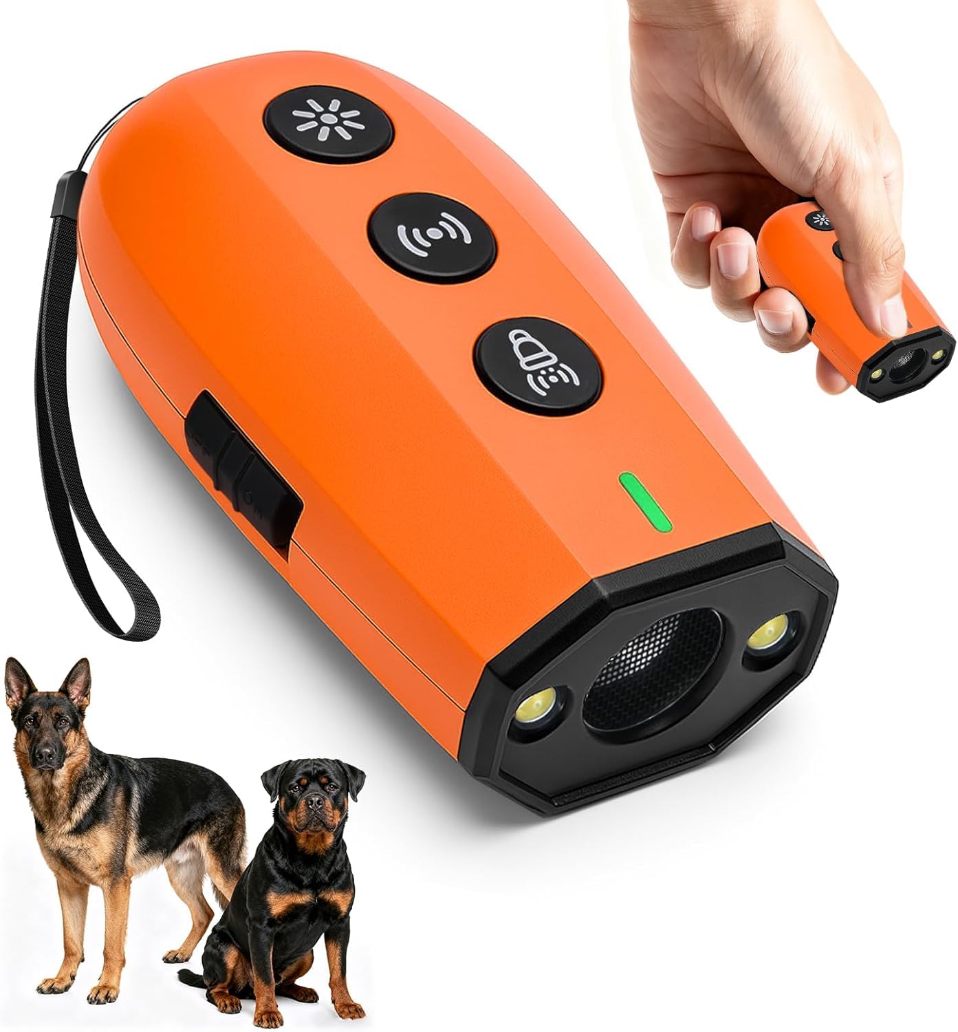 Dispositivo antiabbaio per cani, dispositivo anti-abbaio ad ultrasuoni, repellente ad ultrasuoni ricaricabile con torcia a frequenza, blocca l'abbaiare del cane per cani di piccola e grande taglia