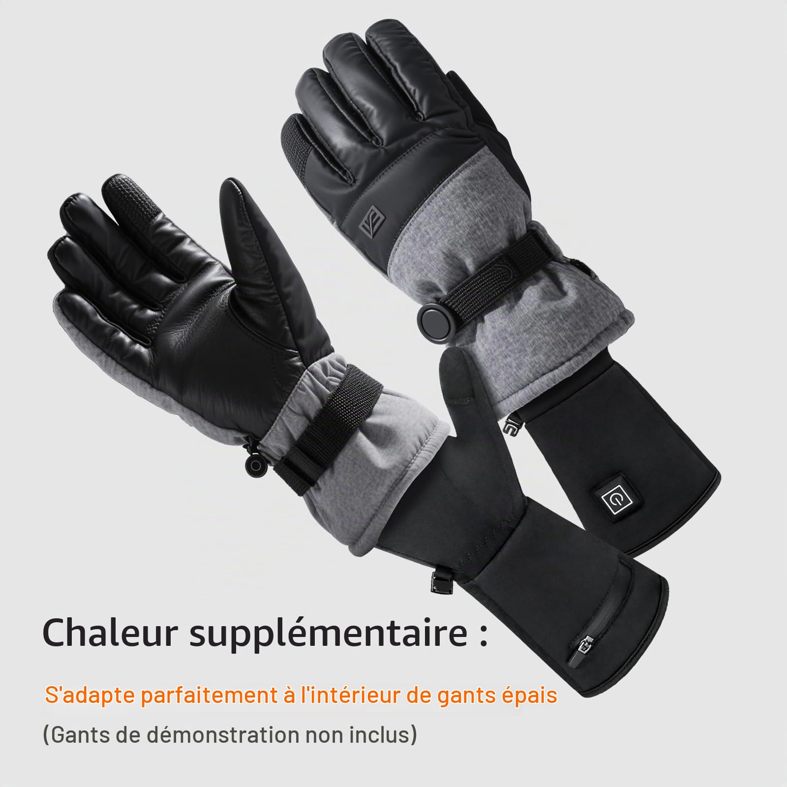 seenlast Gants Chauffants Homme Femme, Gants Chauffants Fins avec Batterie 7,4V 2200mAh Rechargeable, 3 Températures Réglables, Écran Tactile, Heated Gloves Chauffe Mains pour Ski Moto Randonnée