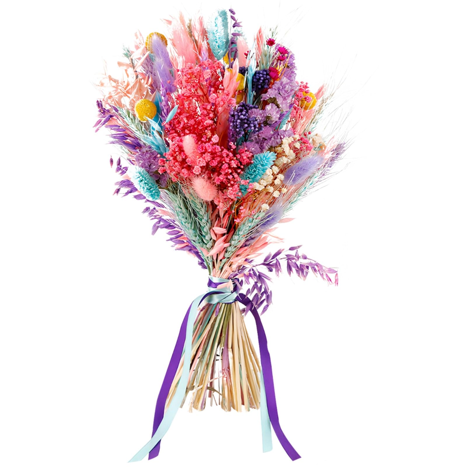 Bouquet d'herbe de Pampa séchée, 43 cm, Composition Florale Naturelle et colorée avec Avoine et Herbe laineuse, déco Maison, idéal pour intérieur Style bohème