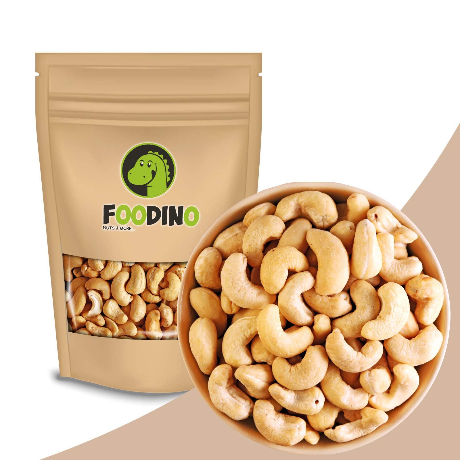 Cashewkerne naturbelassen Cashewnüsse ungesalzen ungeröstet Cashew Kerne ganz ungeschwefelt 100% Natural Cashews unbehandelt 500g - 5kg wiederverschließbar Premium Qualität FOODINO (1kg)