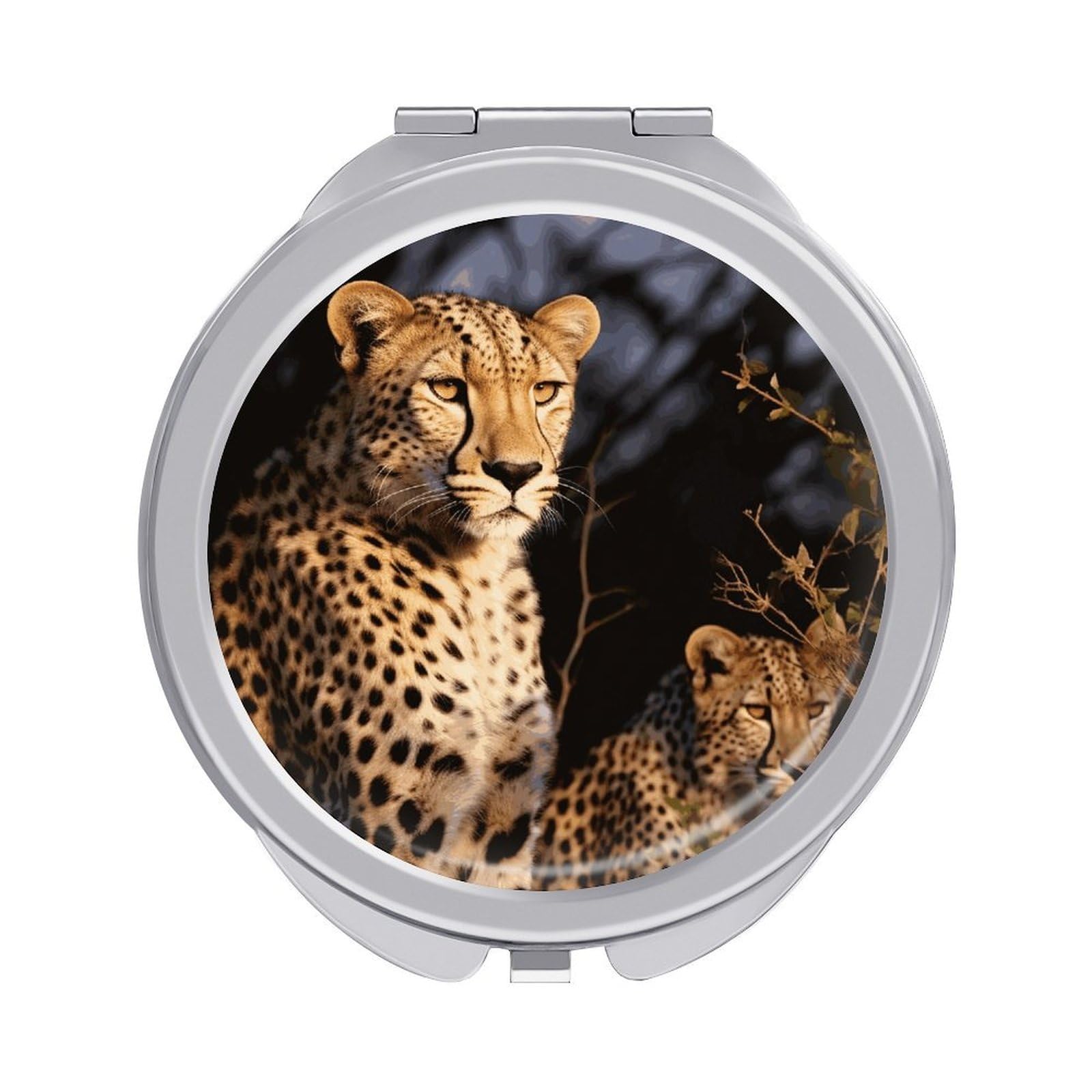 FekiLoot Wild Animal Leopard Makeup Mirror Compact Round Travel Makeup Mirror Portable Folding Handheld Pocket Mirrors for Handbag and Purses Gift Mini Mirrors
