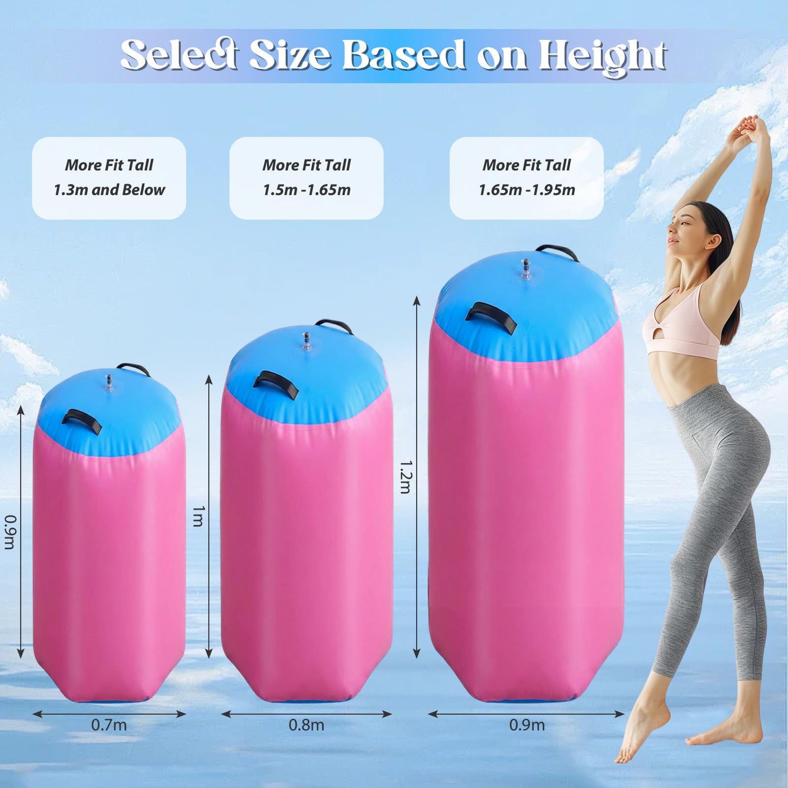 Rollo de aire inflable de PVC para yoga fitness con bomba