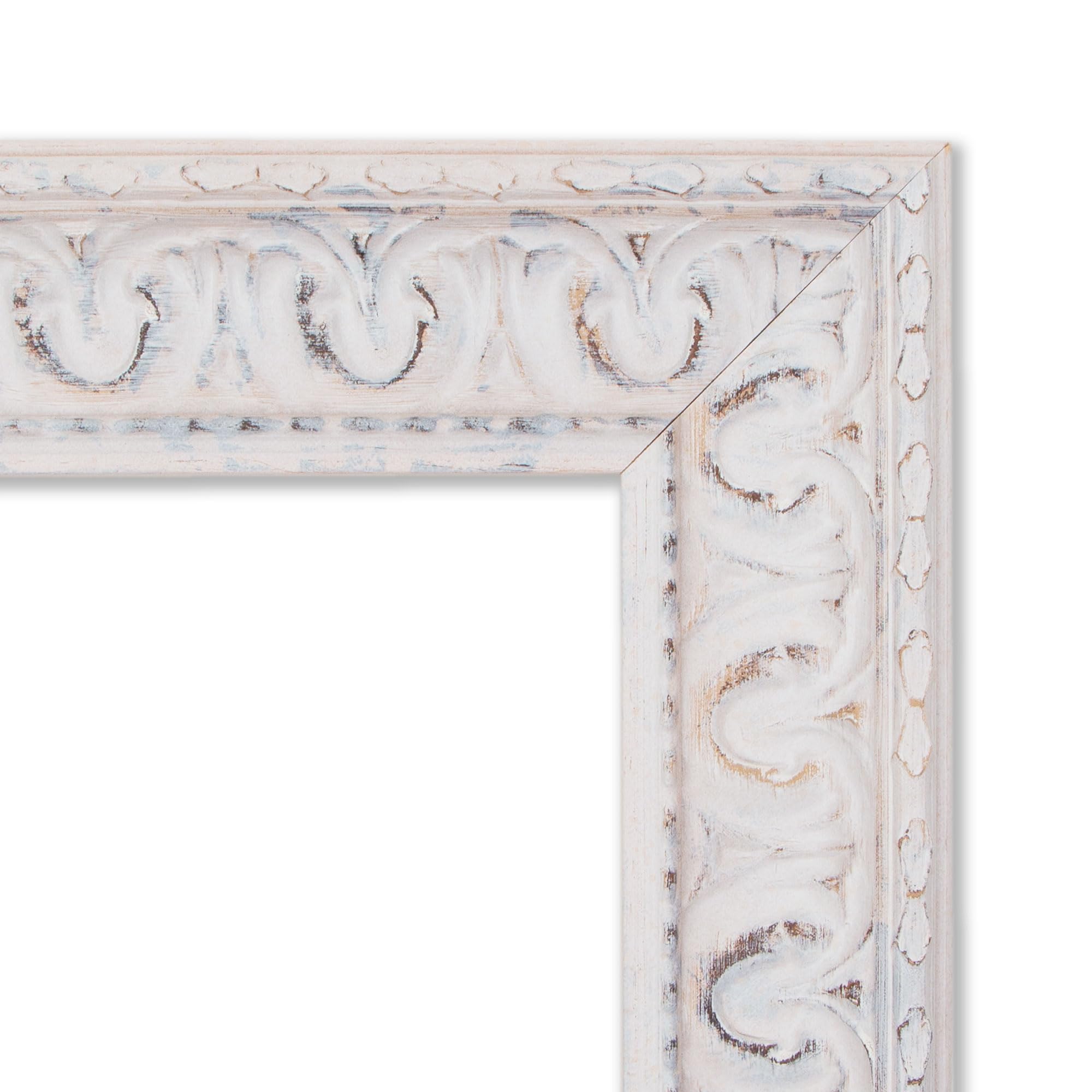 Genérico Marco a Medida Blanco Ref. 2622-29 con Grabado – Madera de Pino – Moldura Ancha de 7 cm – Marco Decorativo para Fotos, Láminas, Pósteres y Obras. Medida Exterior: 25x20cm